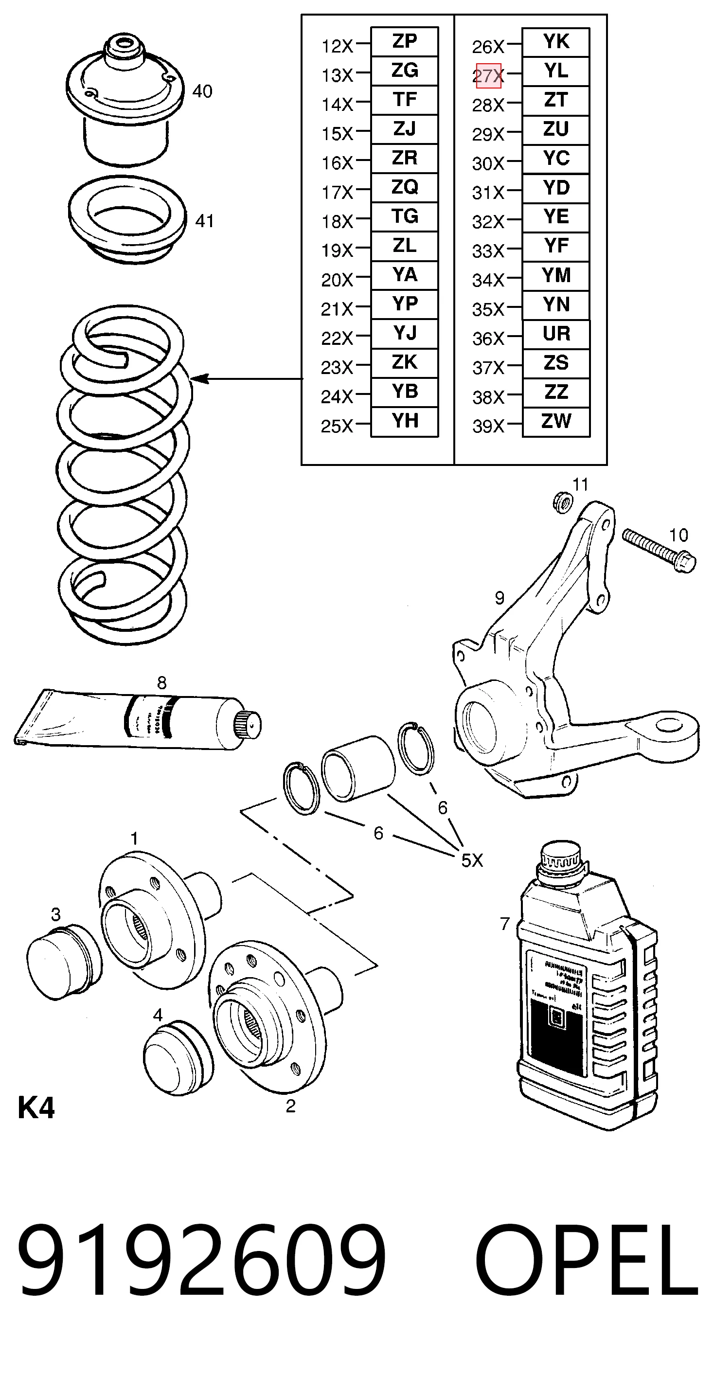 Mola dianteira para Opel Astra F35