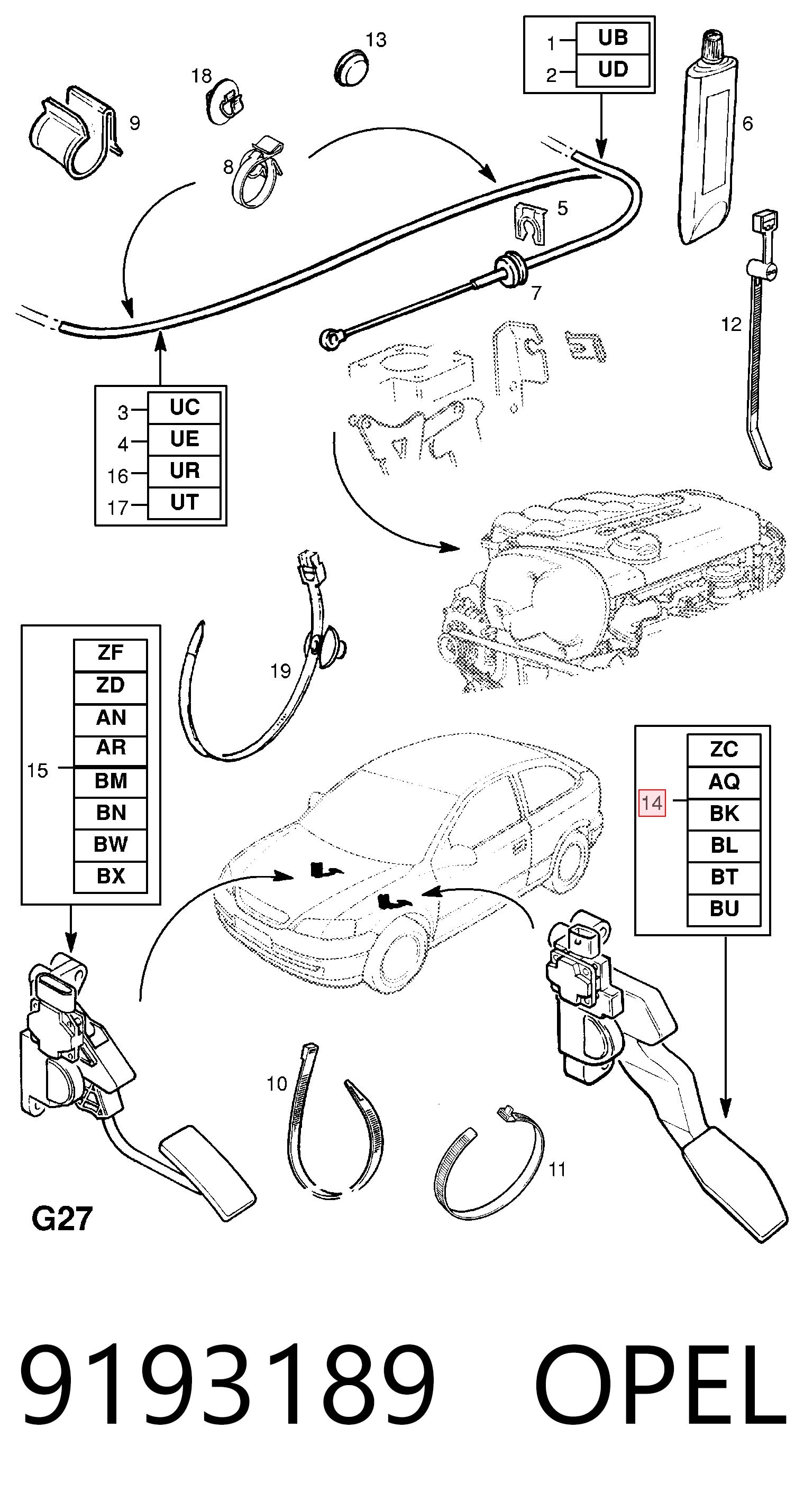 9193189 Opel Pedal de gás (de acelerador)