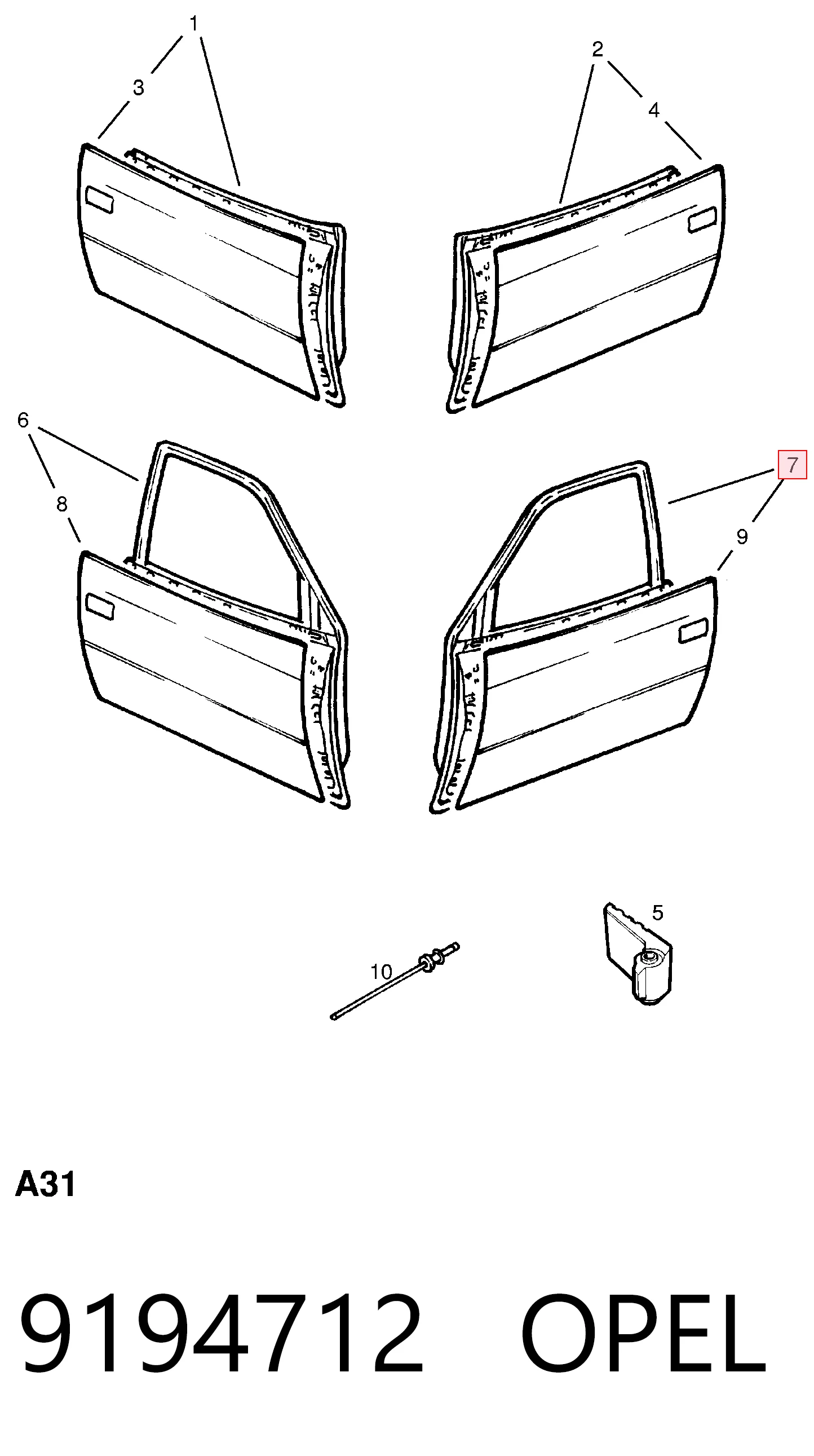Porta dianteira esquerda Opel Astra F 51, 52, F35, M35