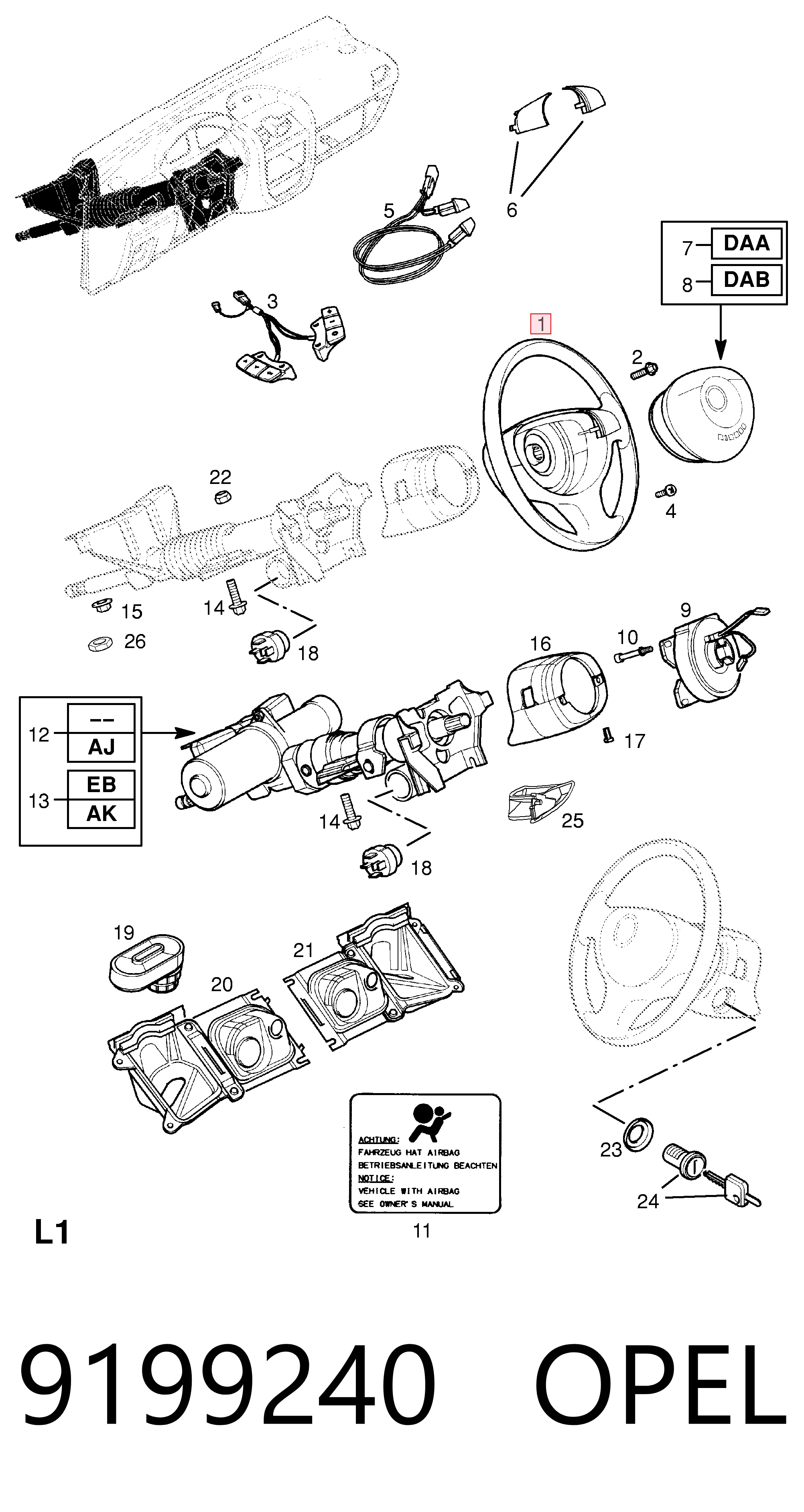 Volante para Opel Combo B 