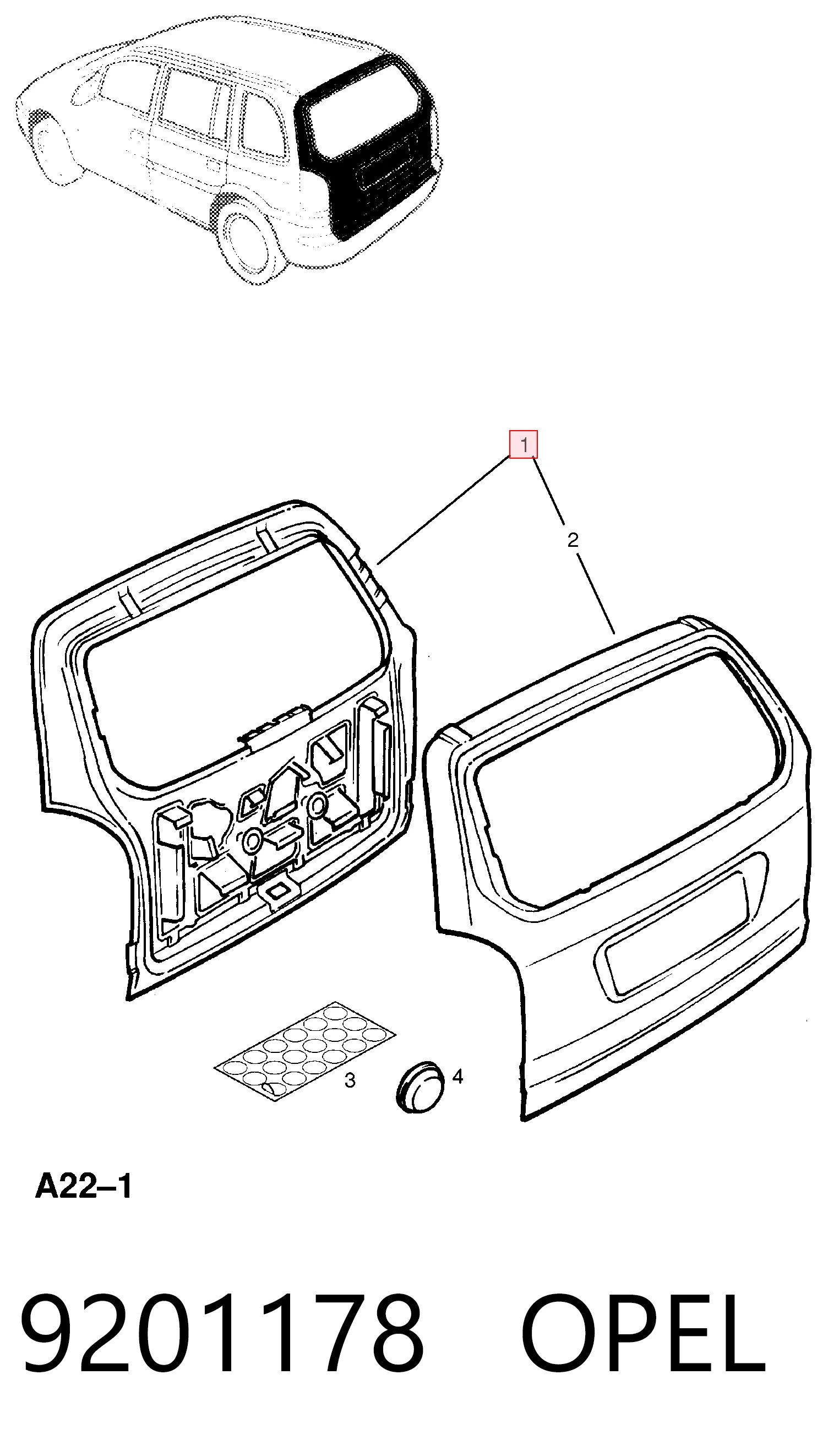 Porta traseira (3ª/5ª porta-malas (tampa de alcapão) para Opel Zafira A F75