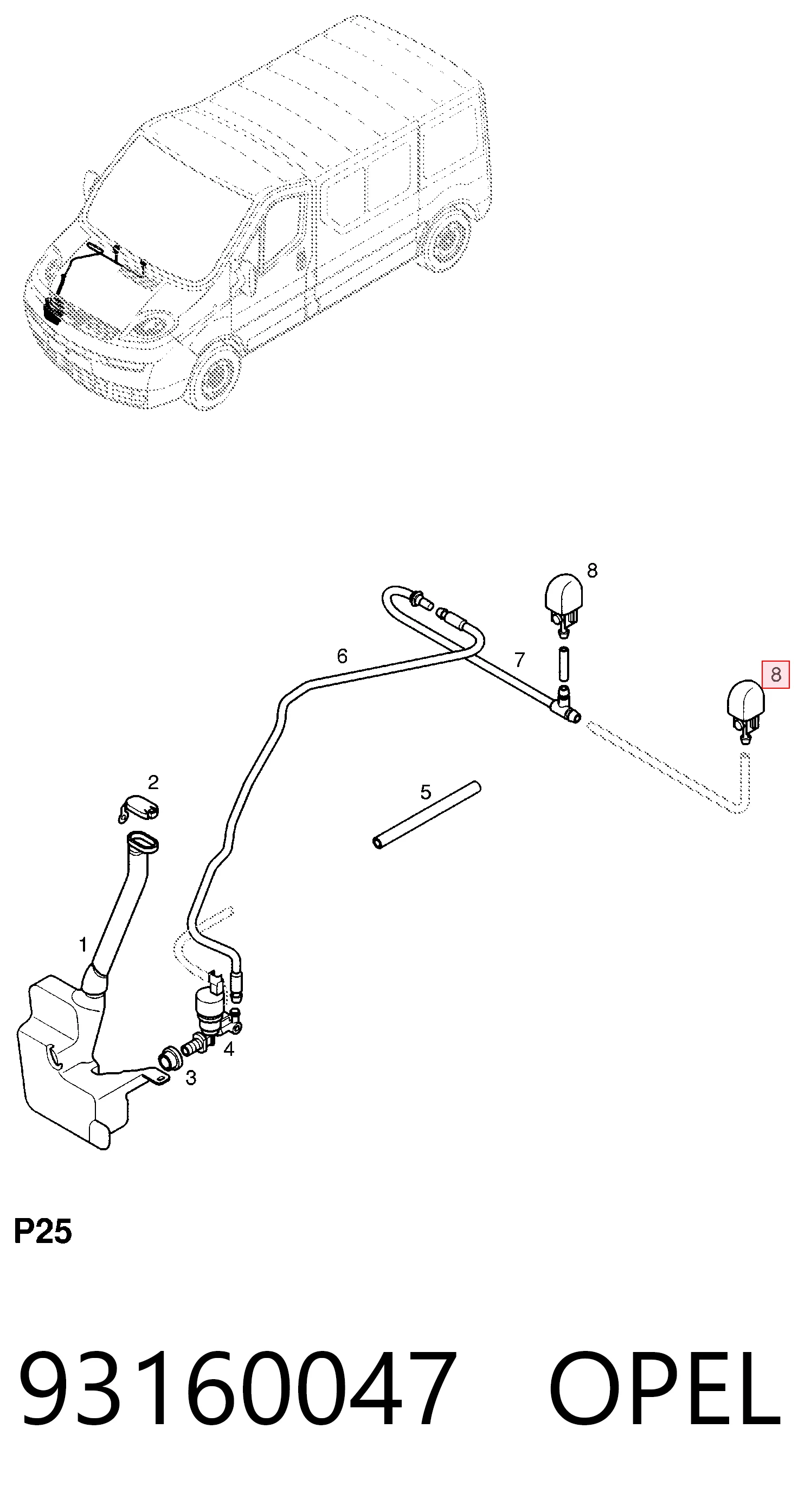 93160047 Opel Injetor de fluido para lavador de pára-brisas