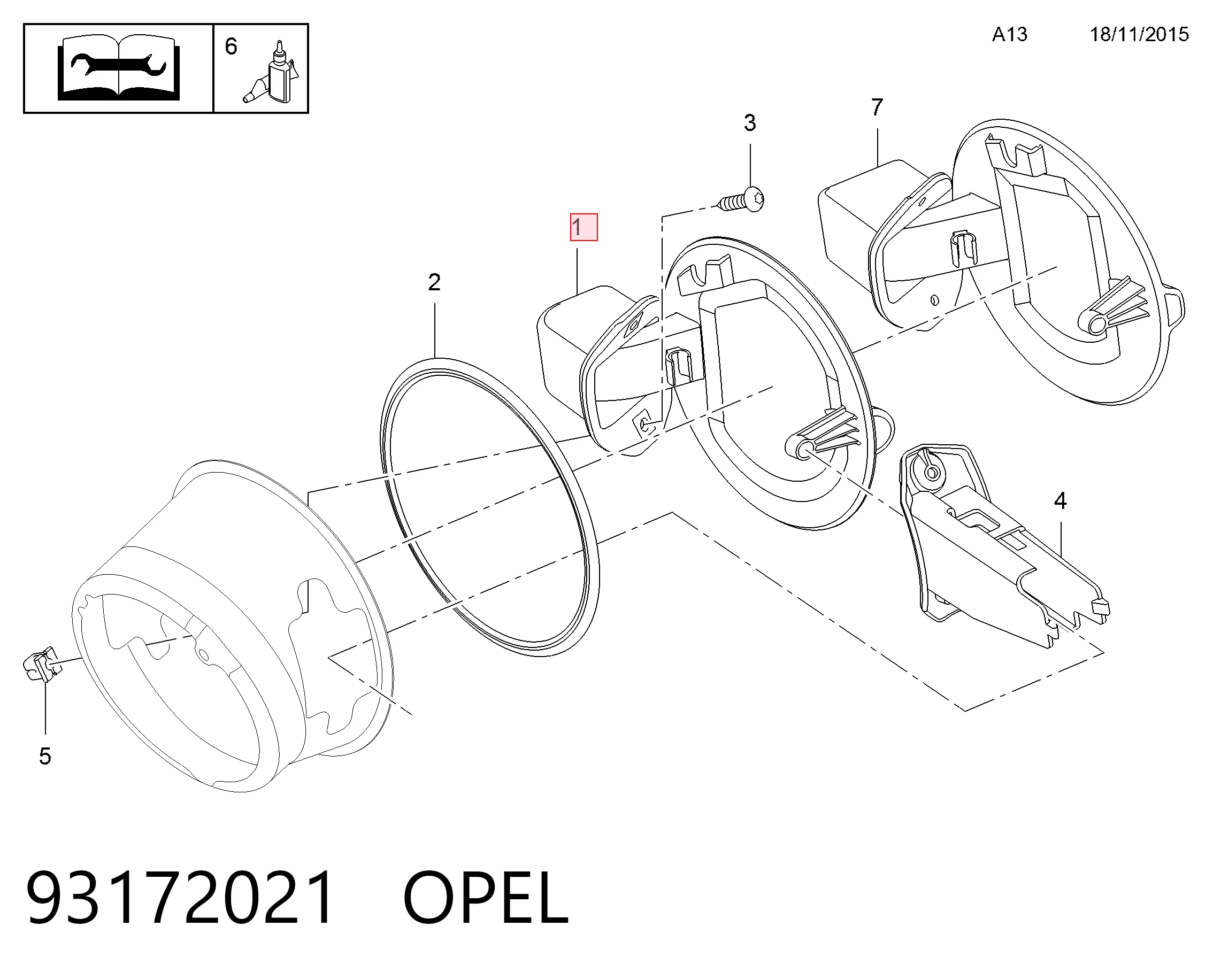 93172021 General Motors Alcapão do tanque de combustível