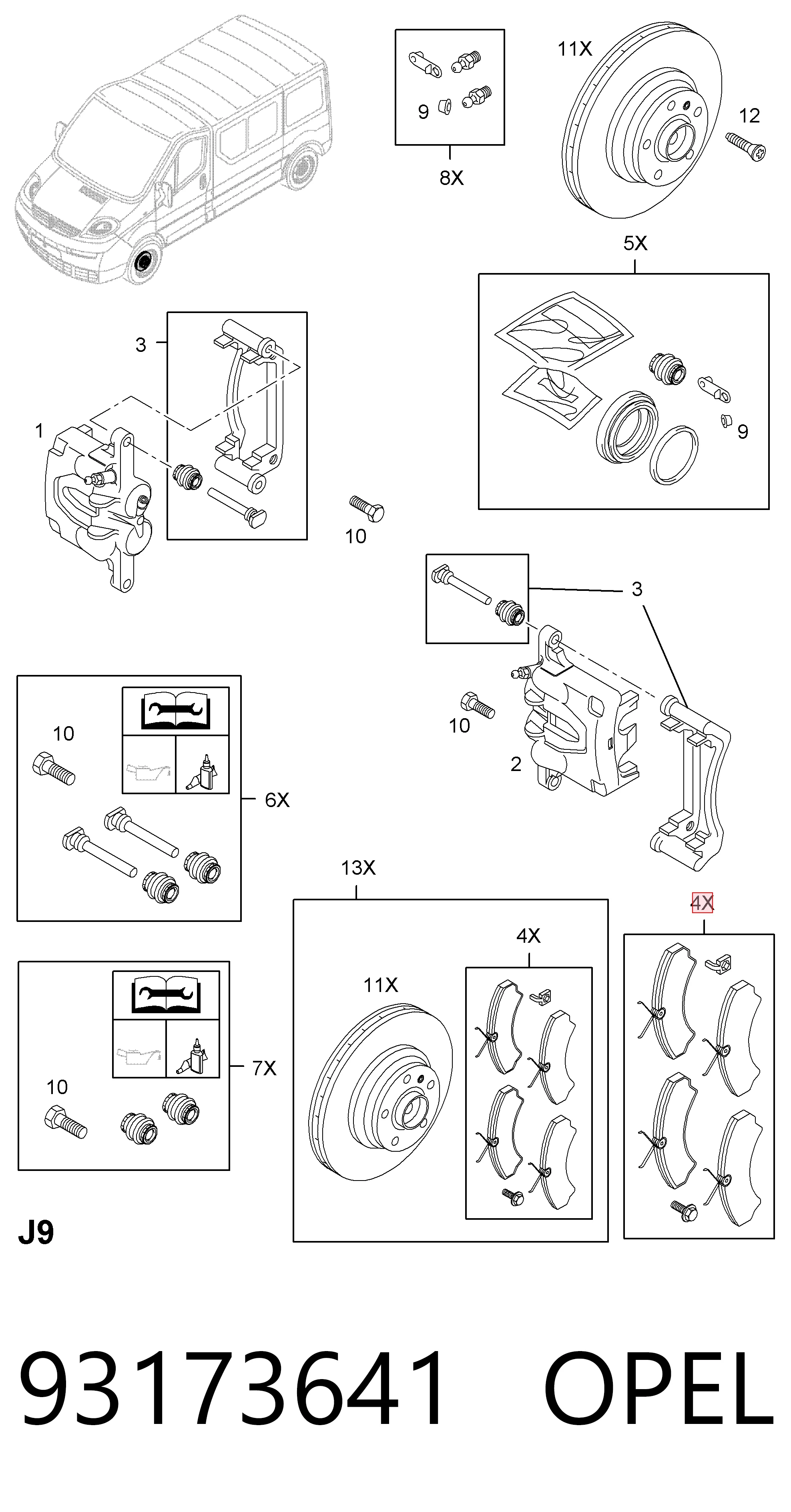 Sapatas do freio dianteiras de disco para Opel Vivaro F7
