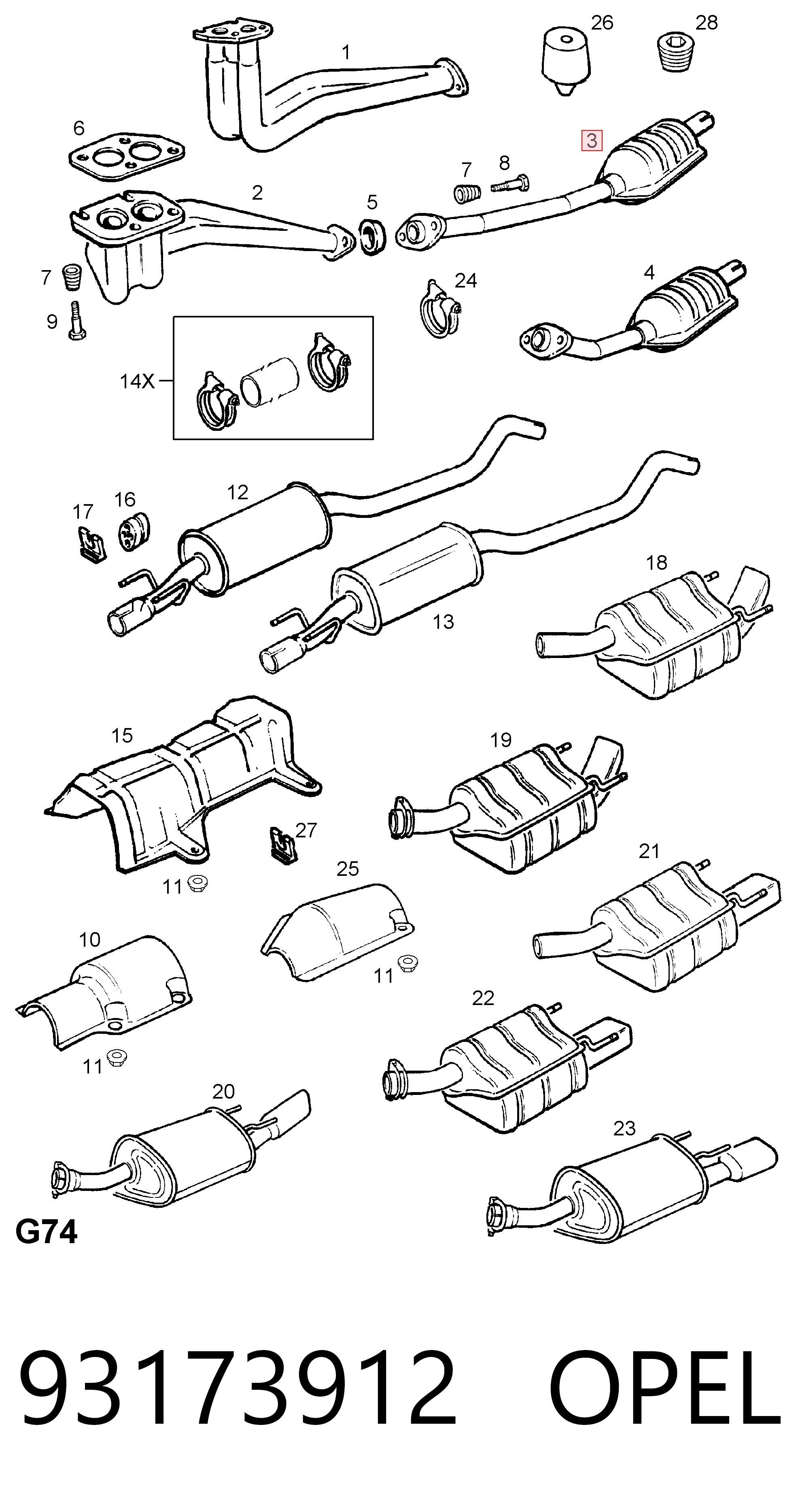 Convertidor - catalisador para Opel Astra 53, 54, 58, 59