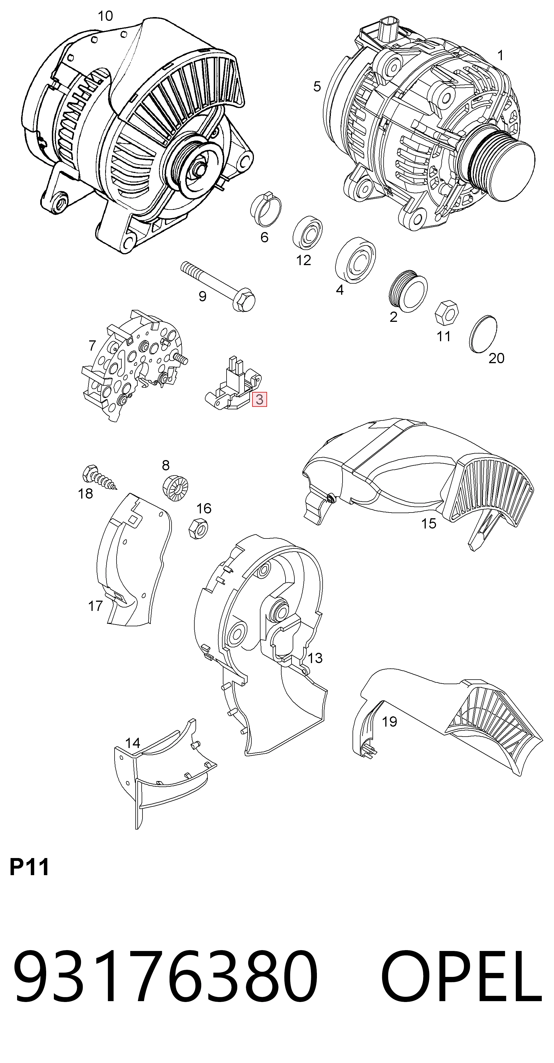 Relê-regulador do gerador (relê de carregamento) para Opel Vectra 31