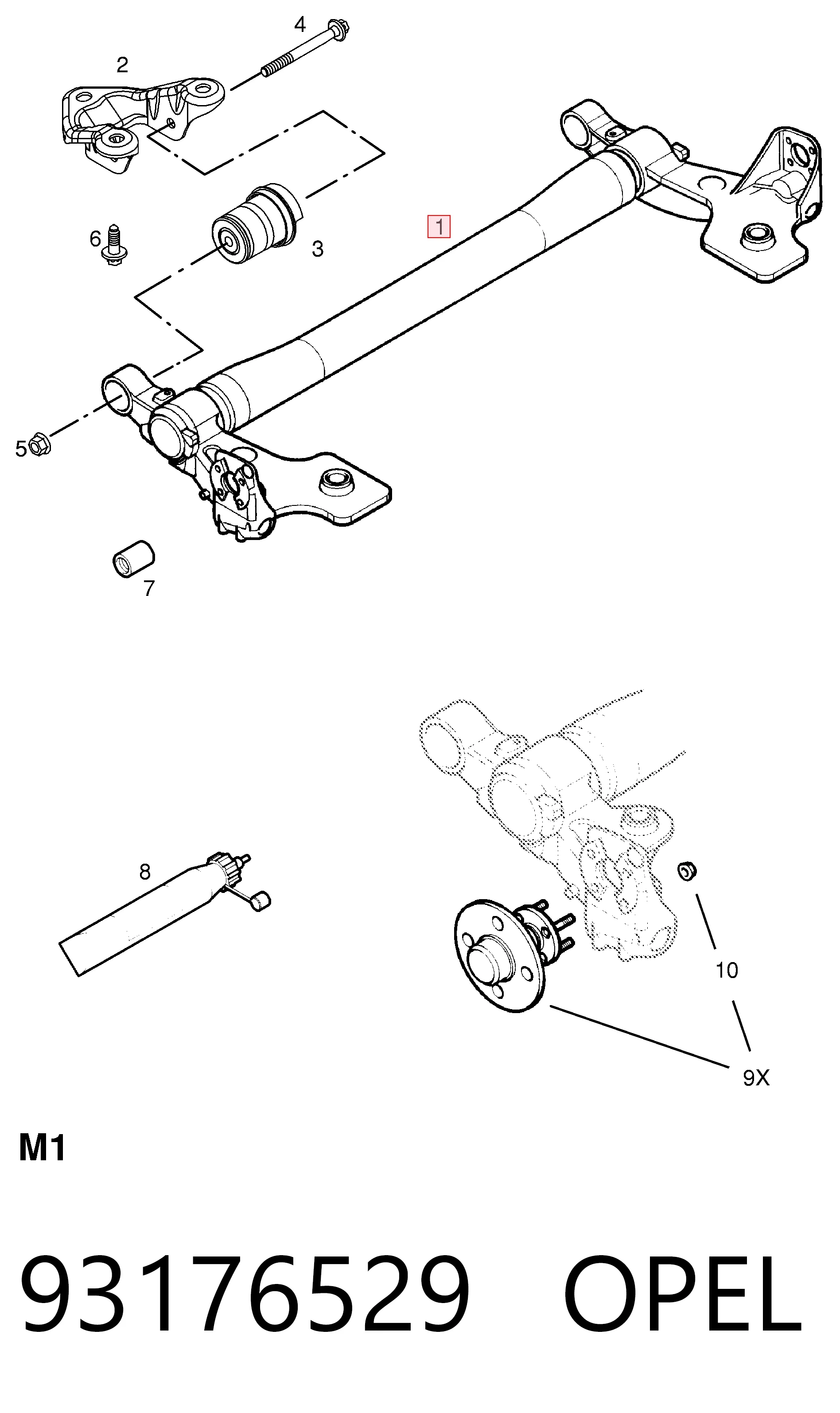 Viga de suspensão traseira (plataforma veicular) para Opel Meriva A 