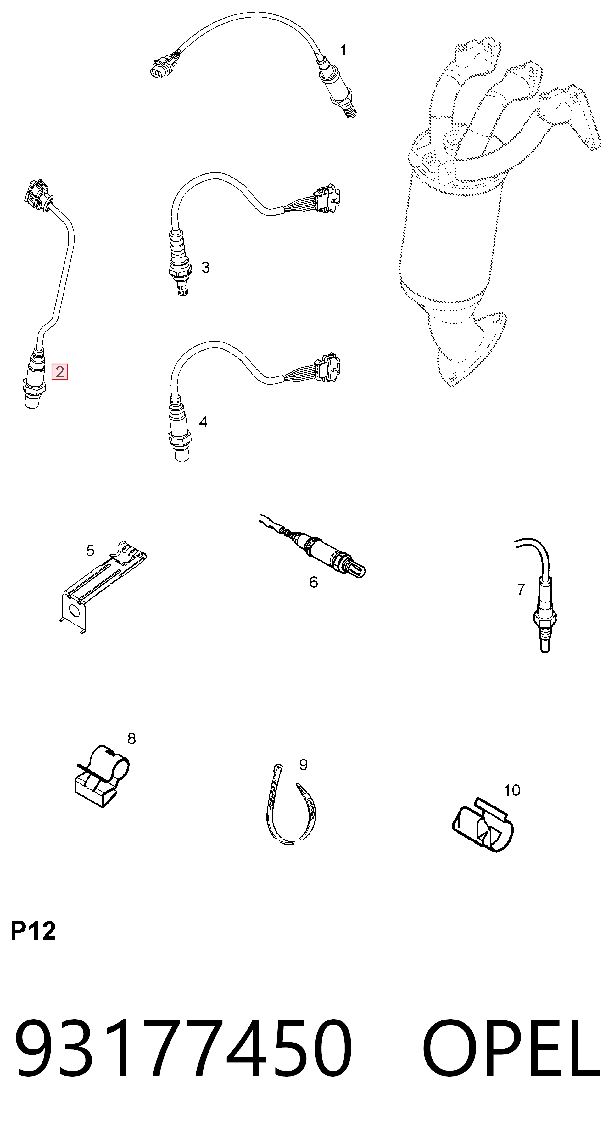 93177450 Opel Sonda lambda, sensor de oxigênio depois de catalisador