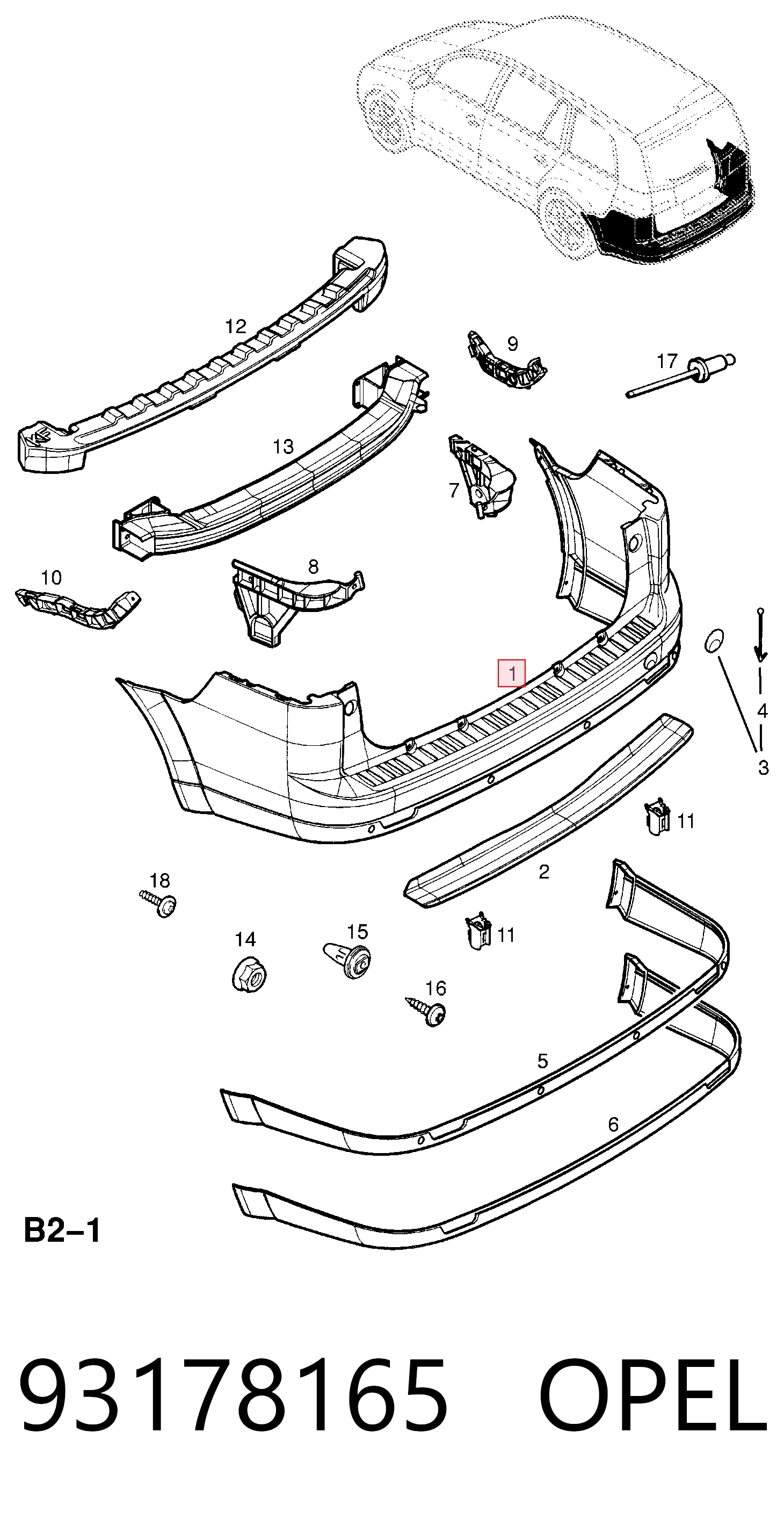  Pára-choque traseiro Opel Vectra C carrinha (2002 - 2008) C