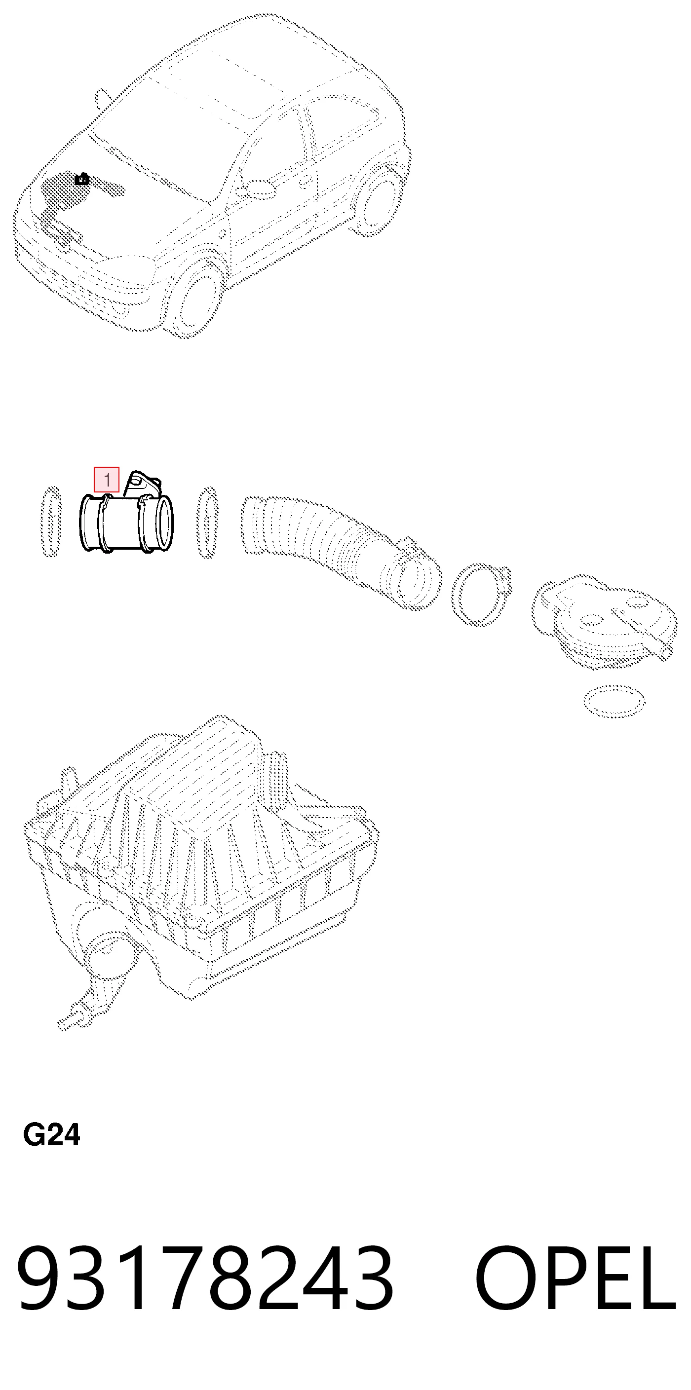 93178243 Opel Sensor de fluxo (consumo) de ar, medidor de consumo M.A.F. - (Mass Airflow)