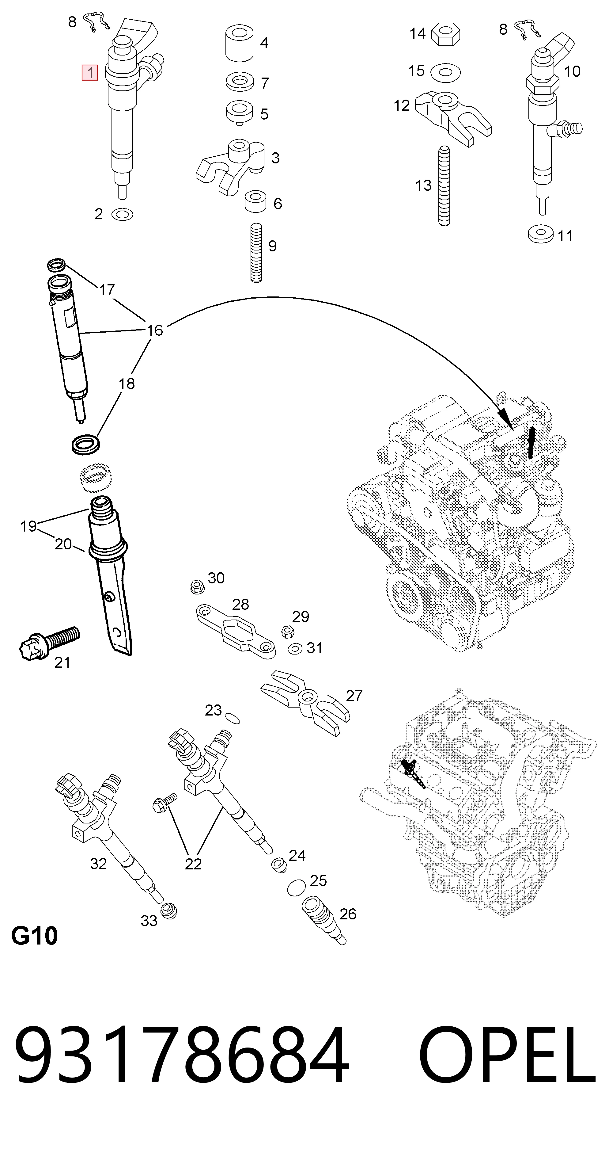 Injetor de injeção de combustível Opel Vectra C 