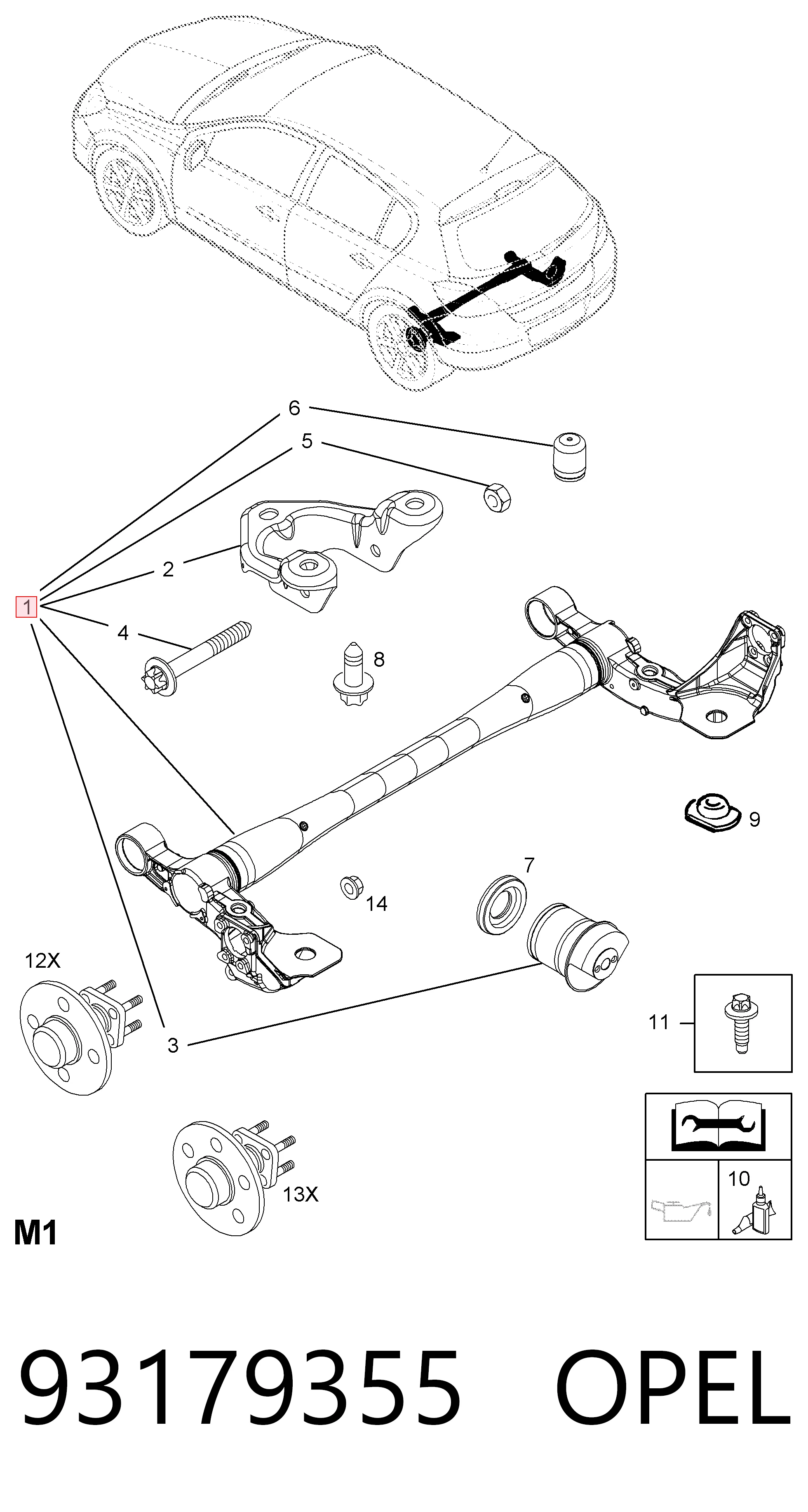 Compre 93178620 General Motors Viga de suspensão traseira (plataforma veicular)