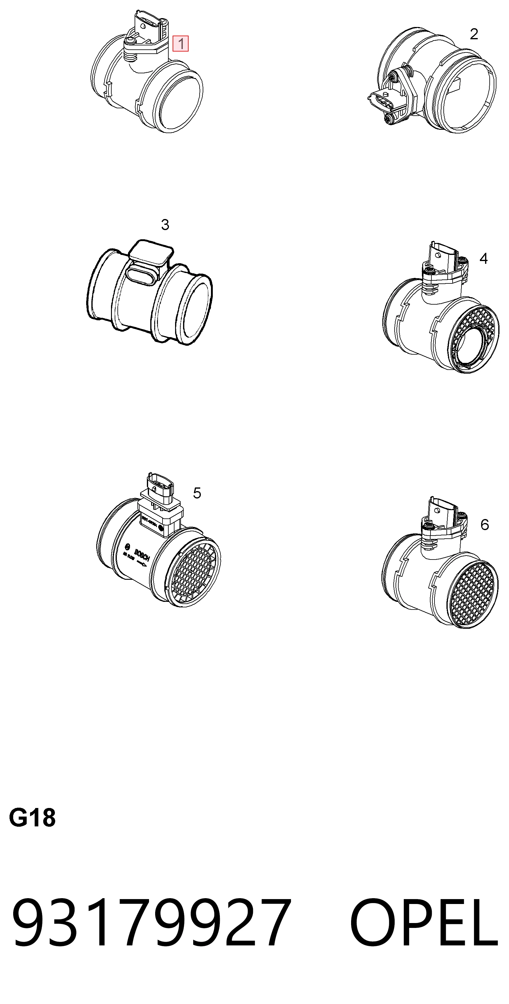 93179927 Opel Sensor de fluxo (consumo) de ar, medidor de consumo M.A.F. - (Mass Airflow)