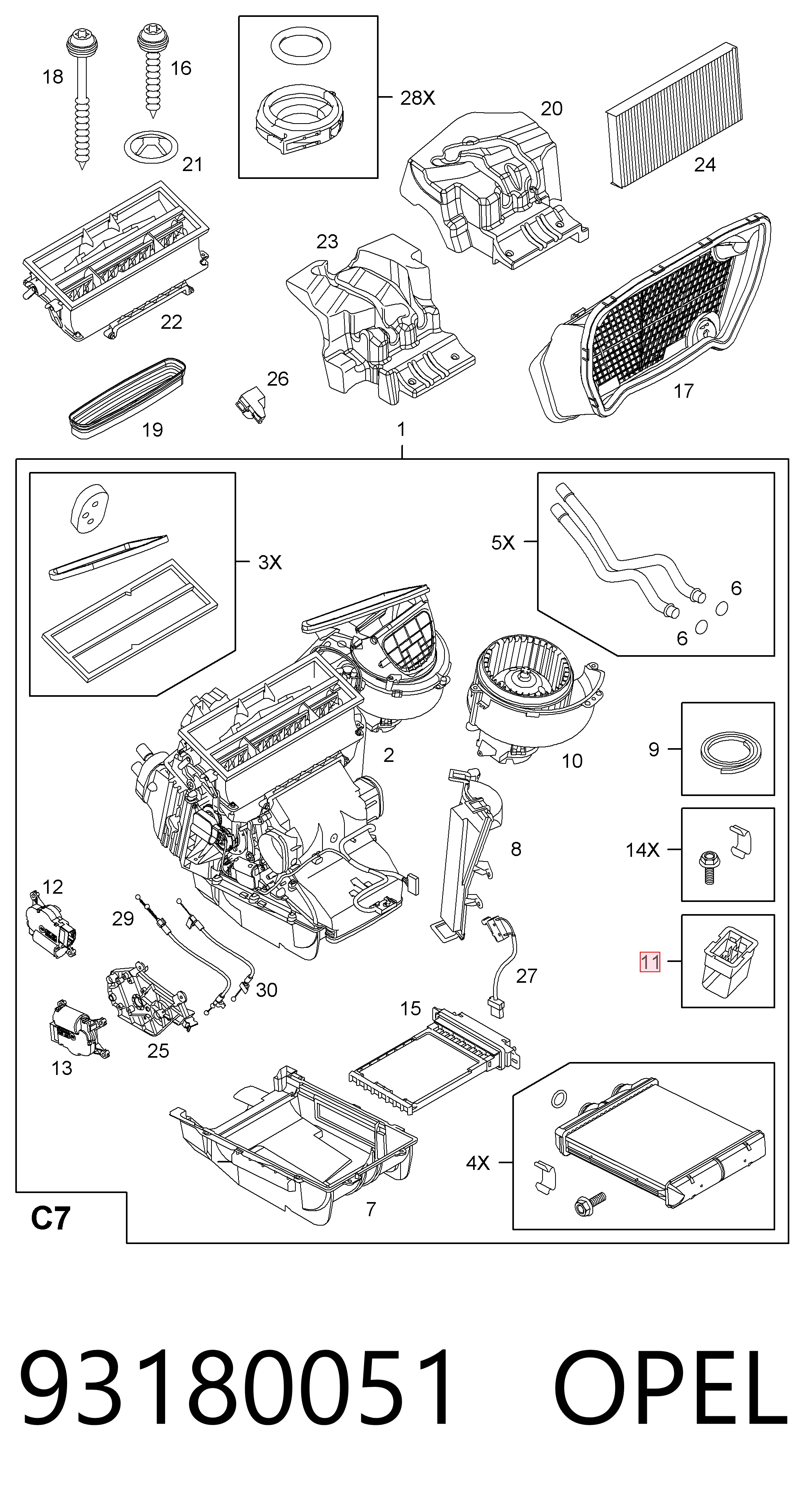 93180051 Opel Resistor (resistência) de ventilador de forno (de aquecedor de salão)