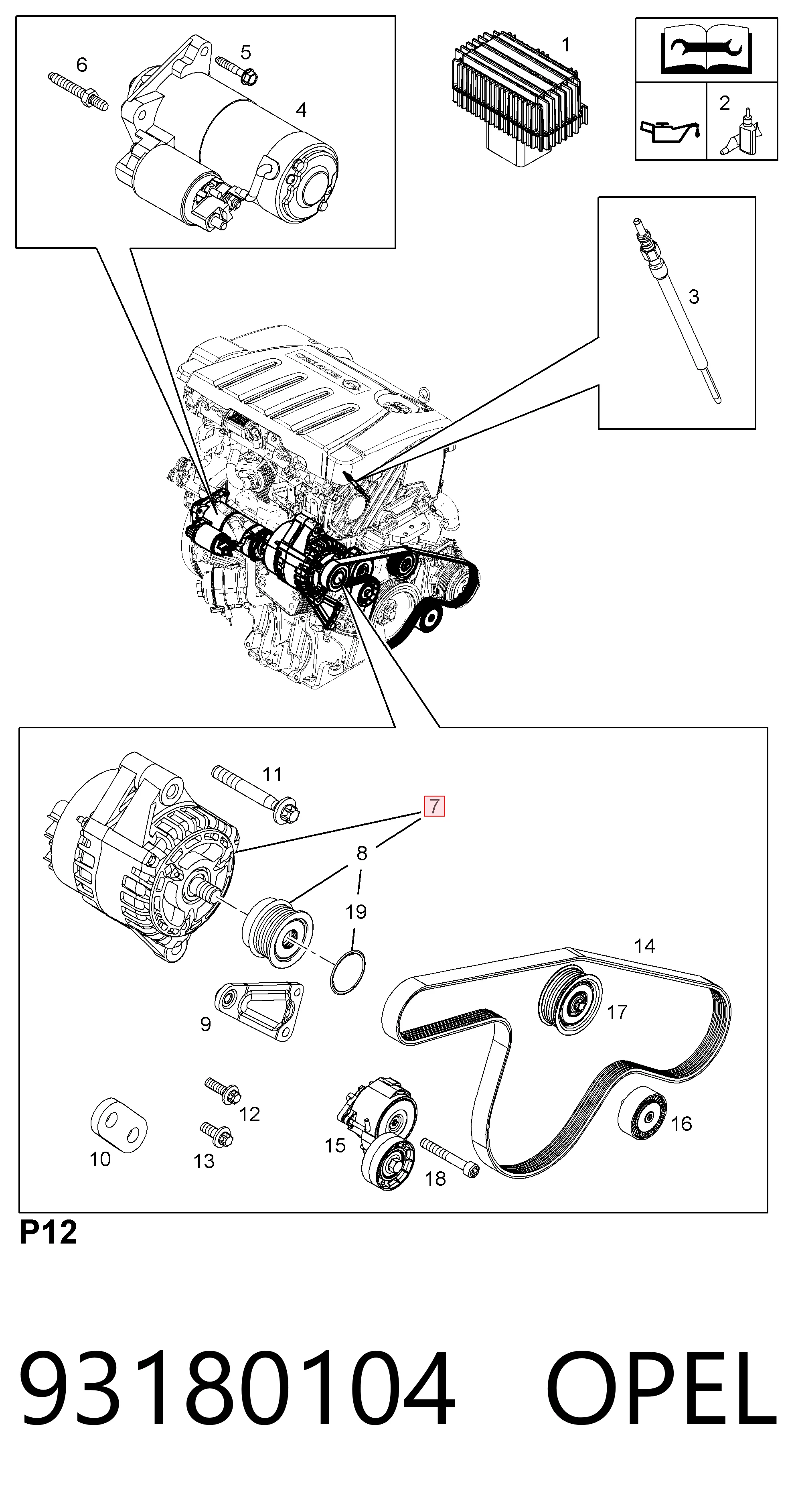 93180104 Opel Gerador