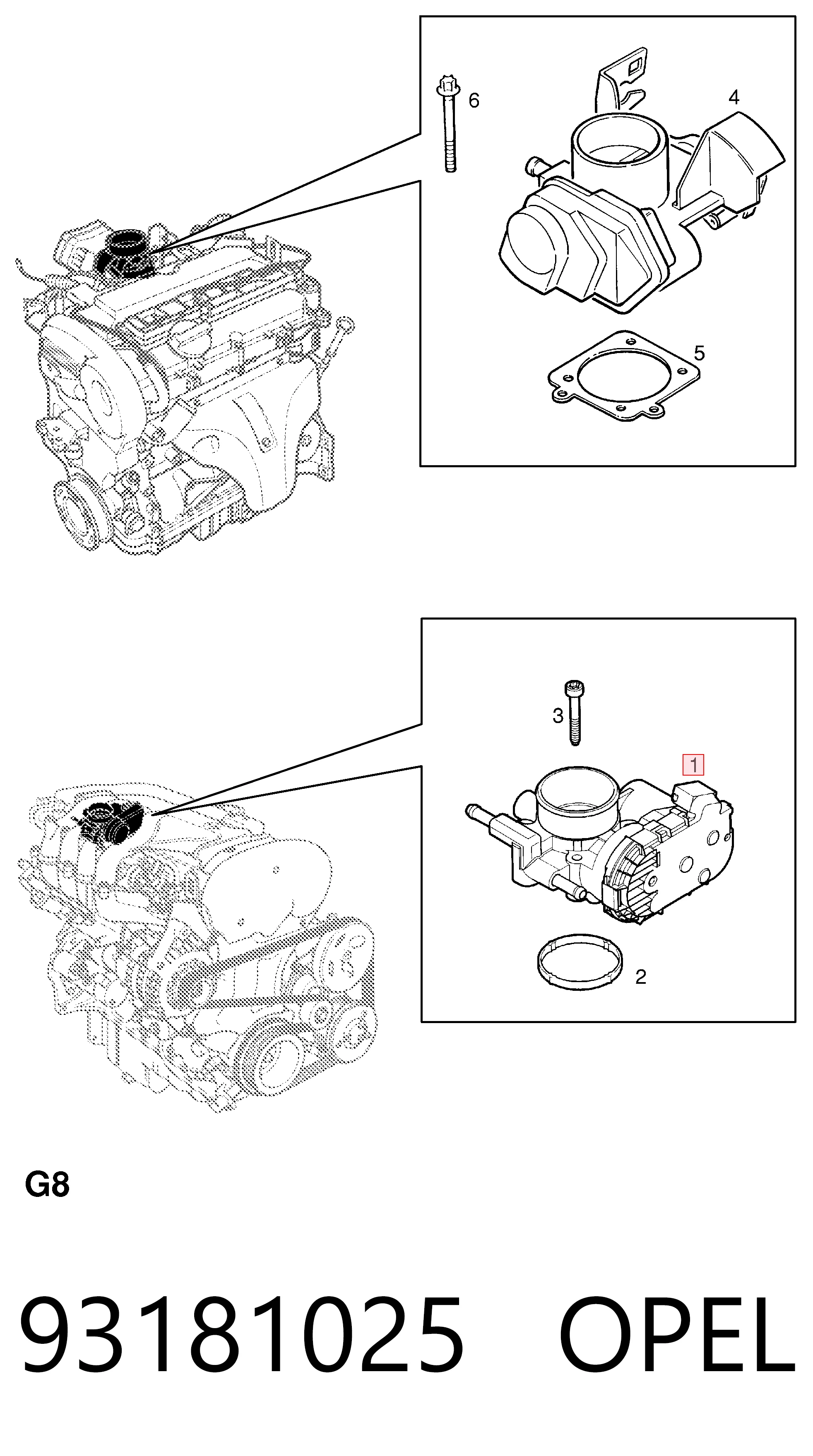 93181025 Opel Válvula de borboleta montada