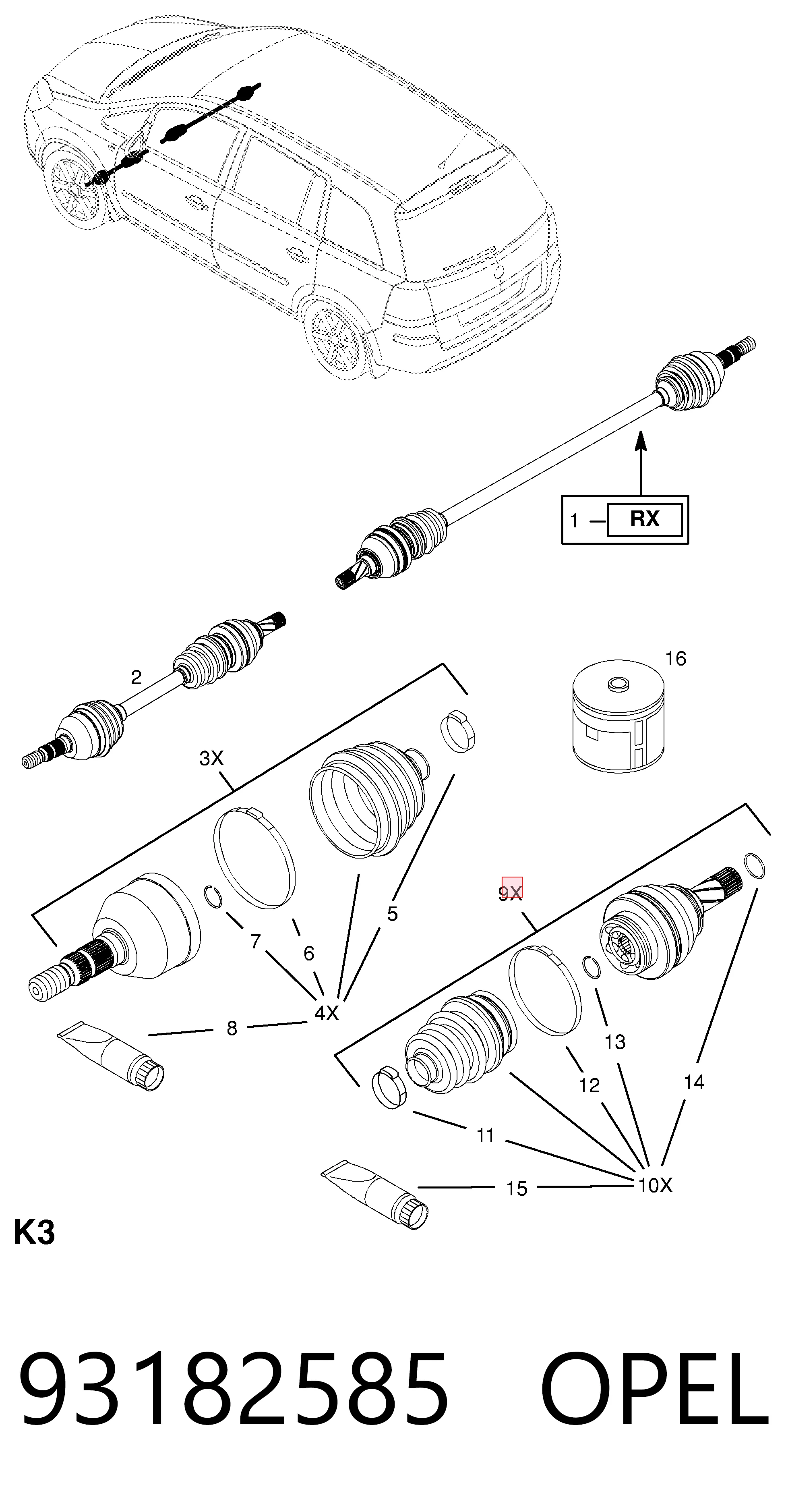Compre 93182585 General Motors Junta homocinética interna dianteira