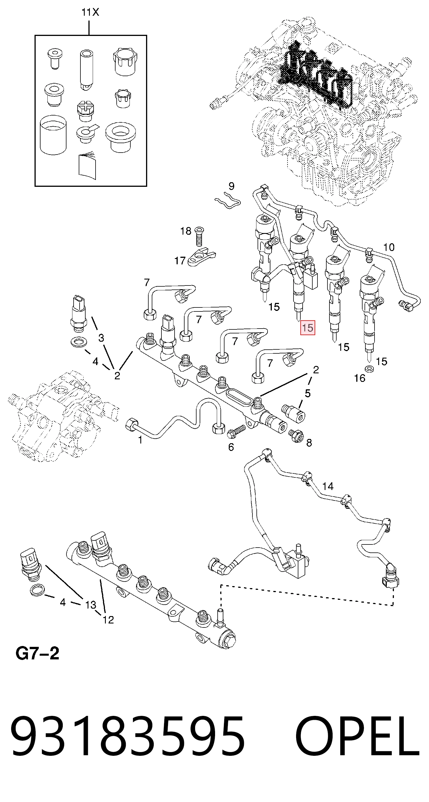 93183595 Opel Injetor de injeção de combustível