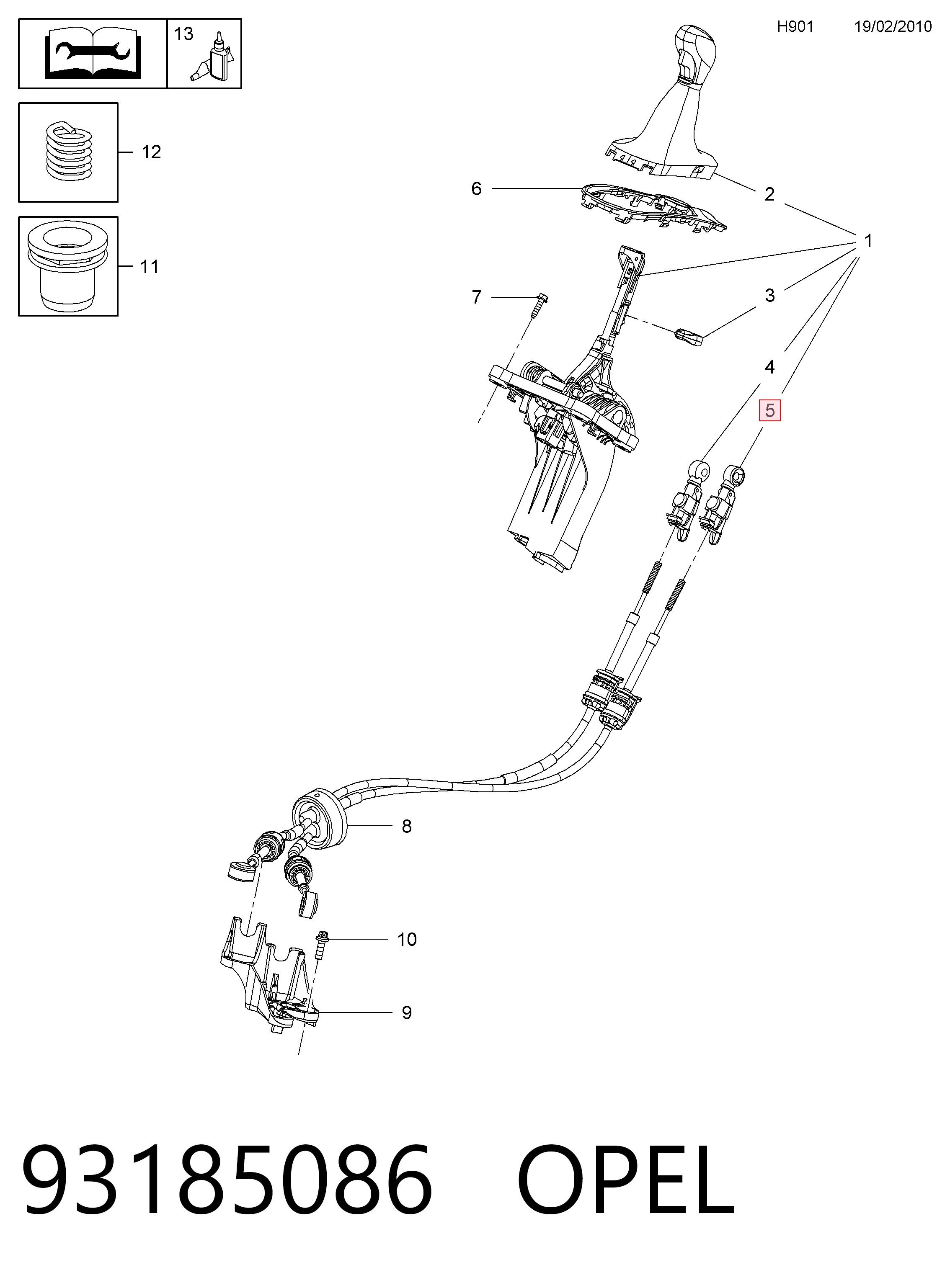 93185086 Peugeot/Citroen Cabo de mudança (de seleção de velocidade)