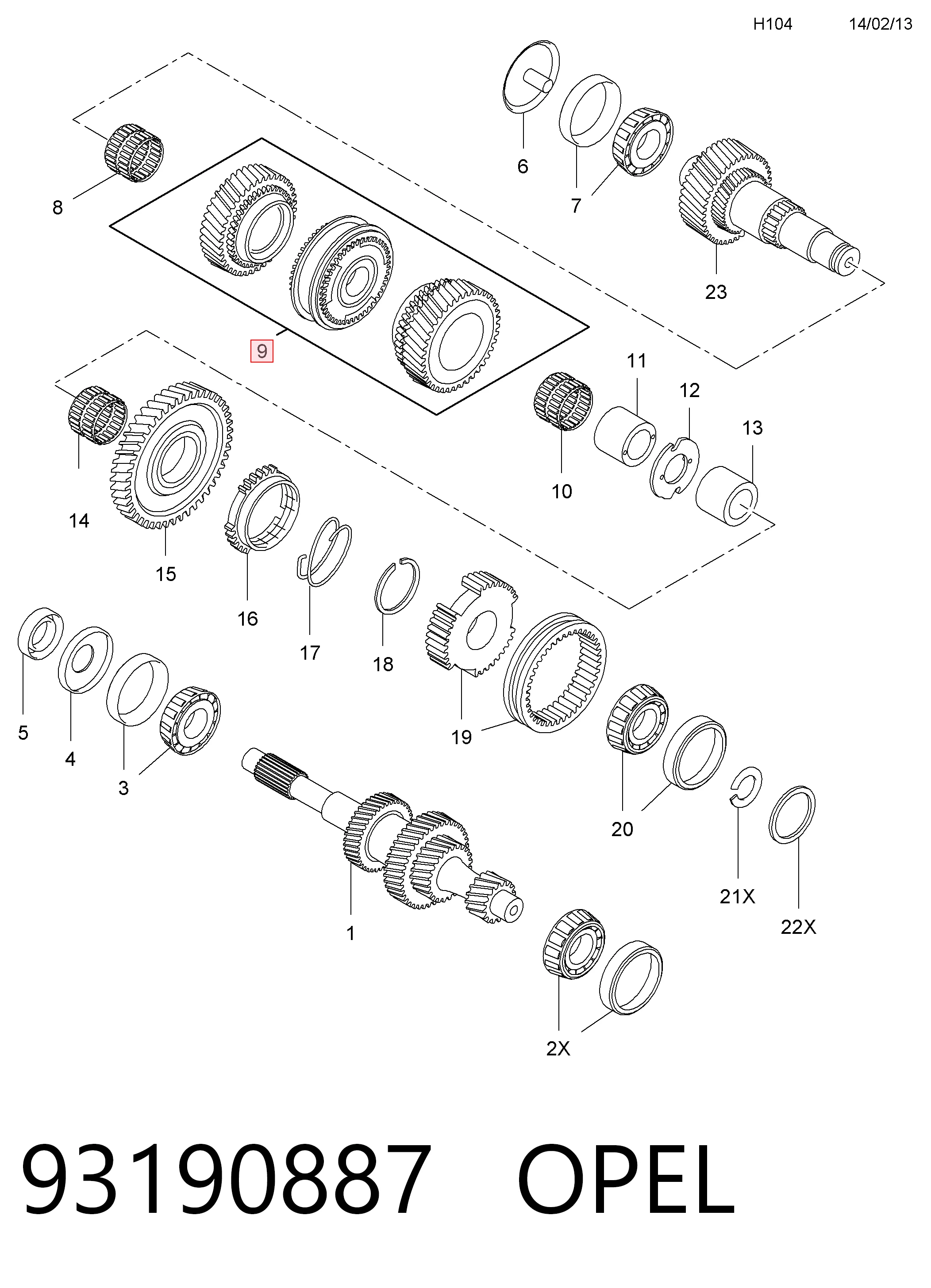 95522439 Peugeot/Citroen Roda dentada motriz de 3ª velocidade