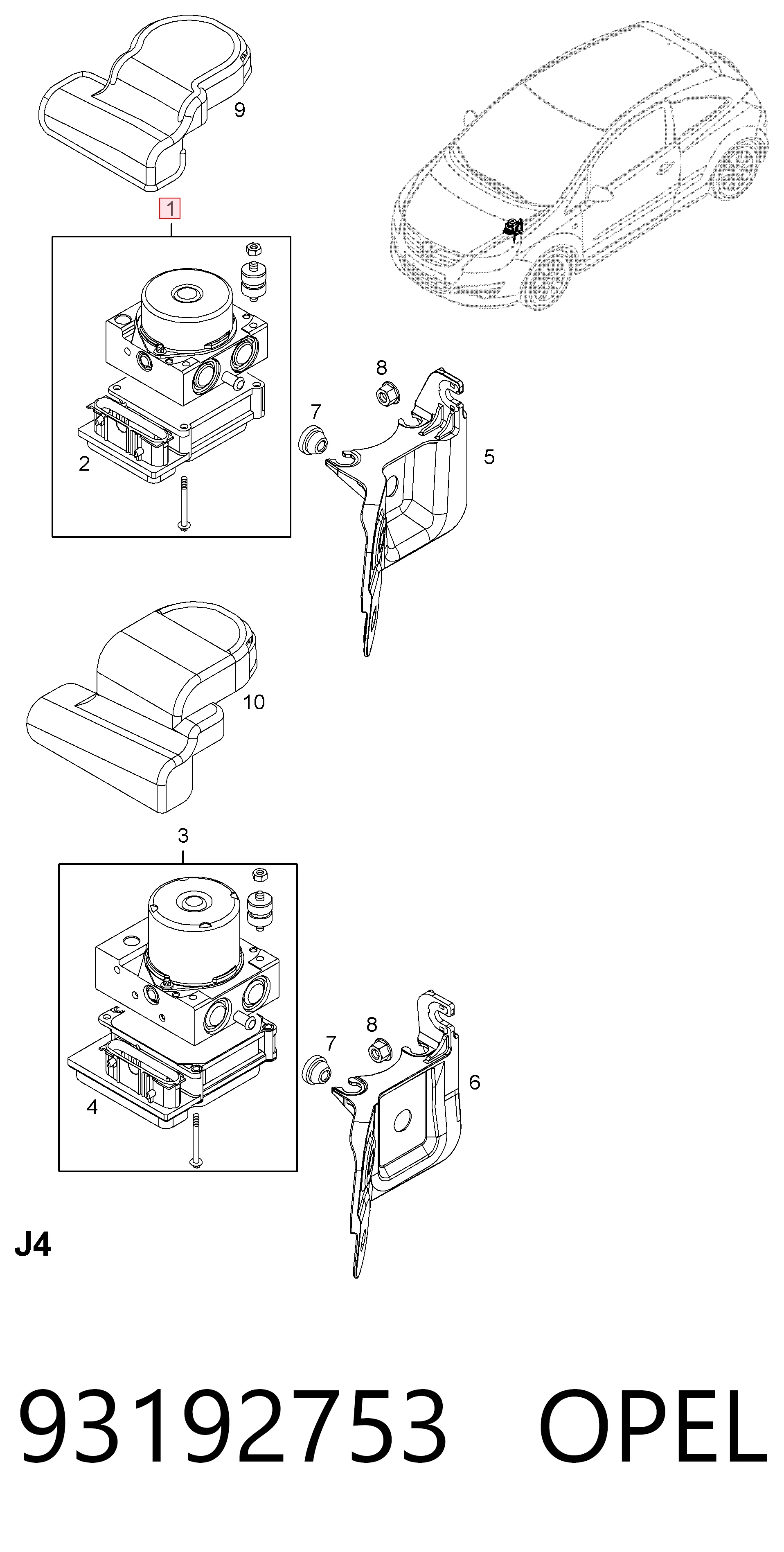 93192753 Peugeot/Citroen Unidade hidráulico de controlo ABS