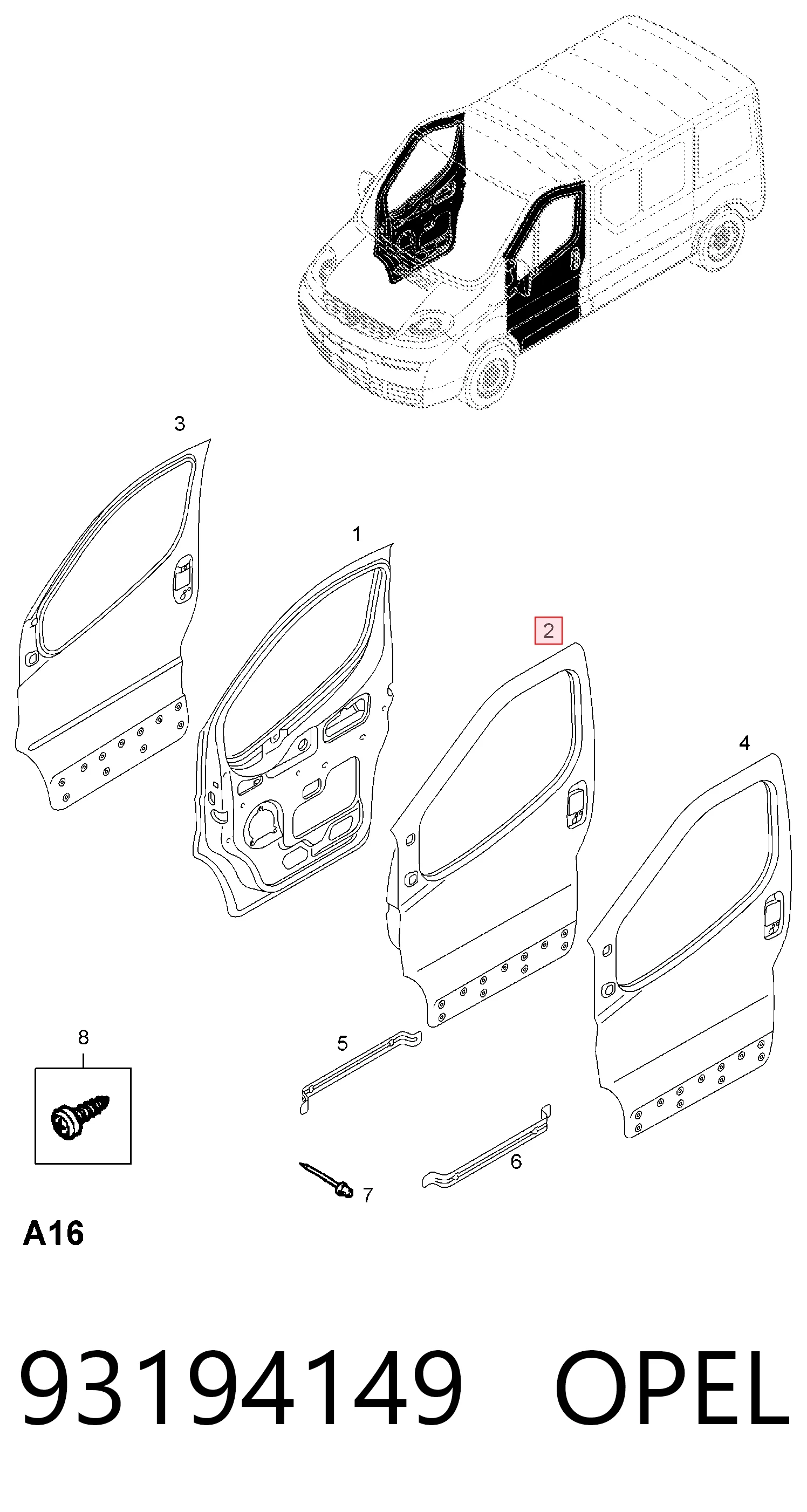 Porta dianteira esquerda para Opel Vivaro A F7