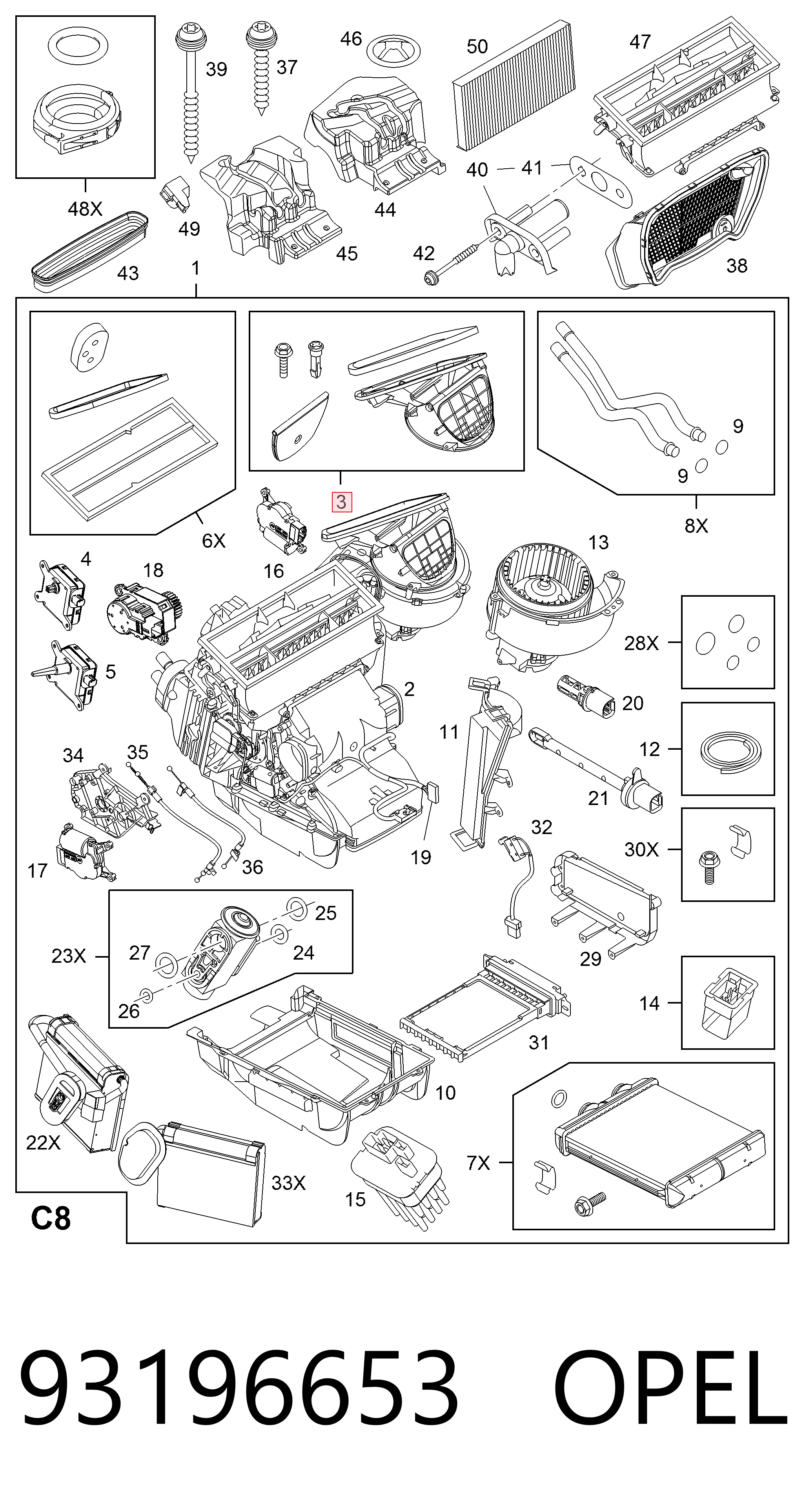 93196653 Peugeot/Citroen Conduto de ar (distribuidor de ar para "painel de instrumentos") central