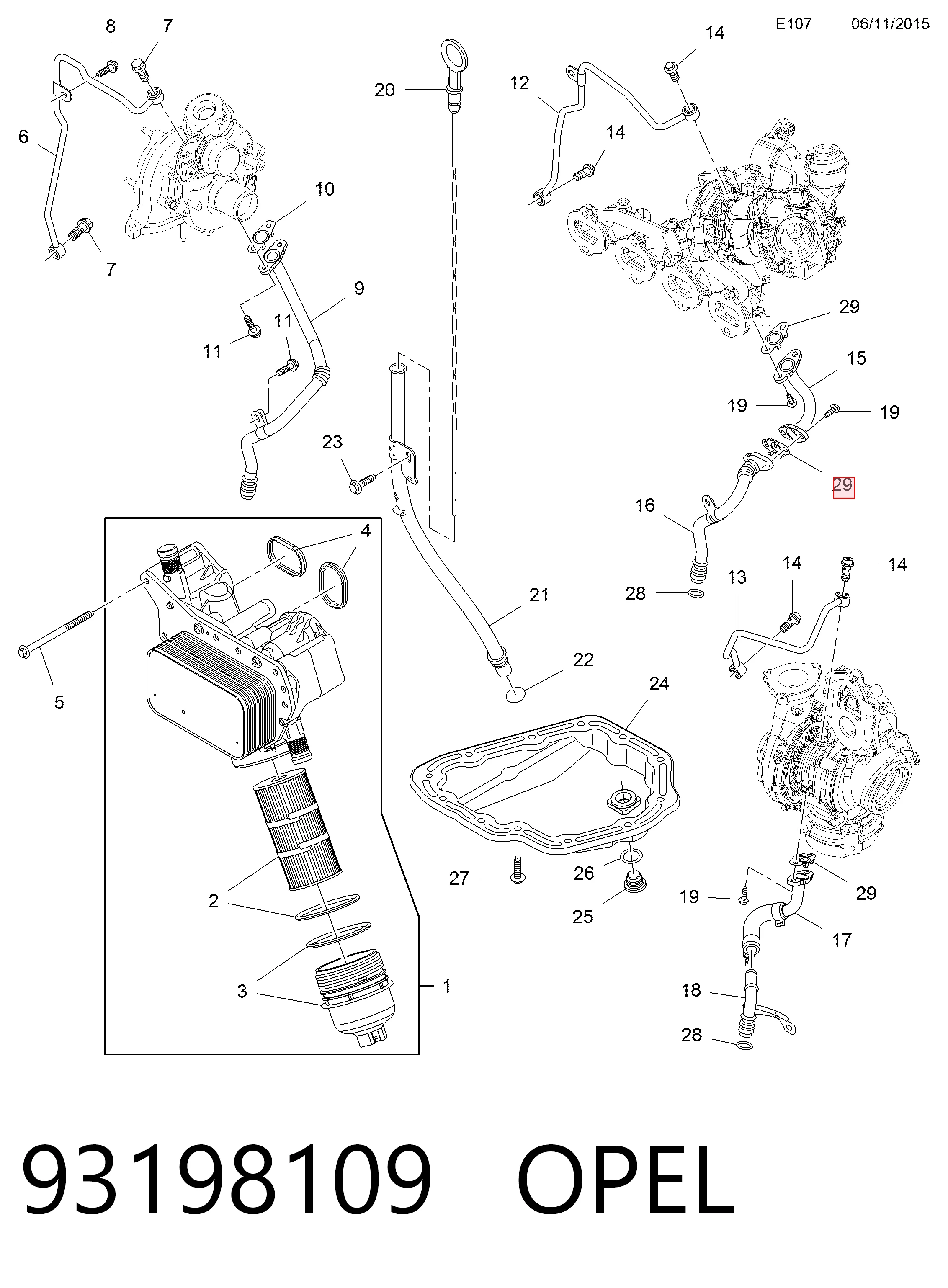 93198109 General Motors Vedante de mangueira de derivação de óleo de turbina