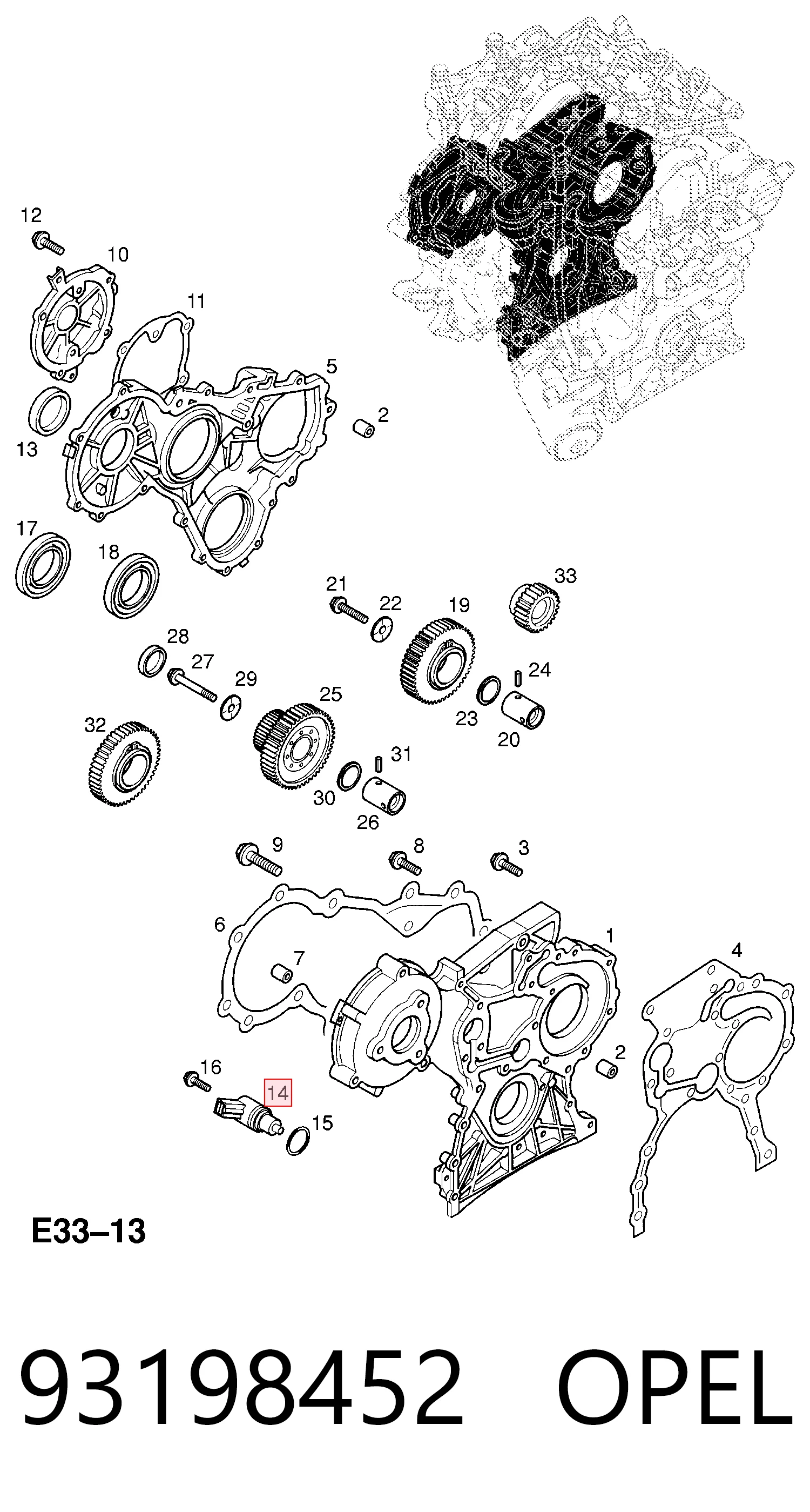 93198452 Opel Sensor de posição da árvore distribuidora