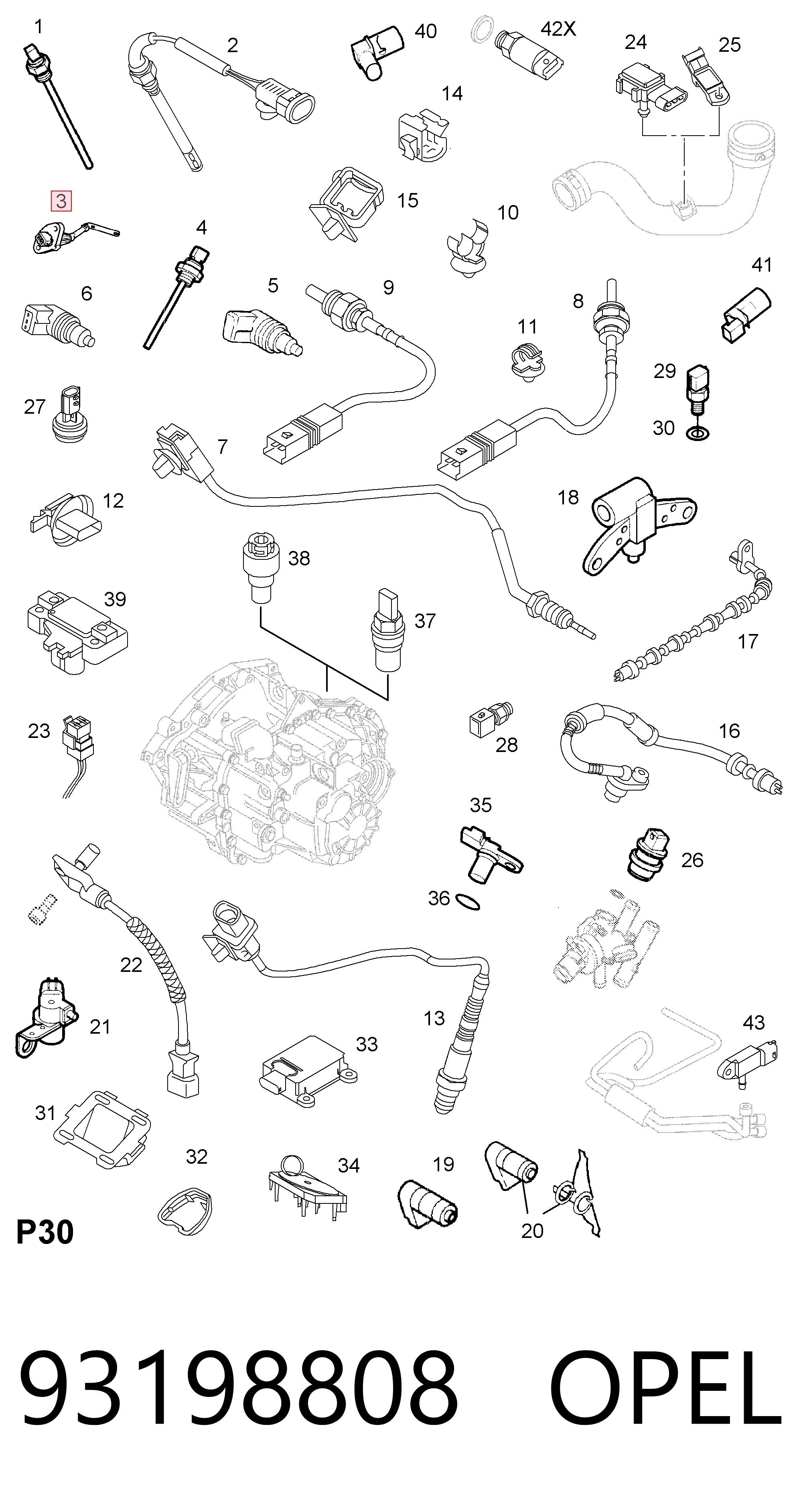 Sensor do nível de óleo de motor para Opel Vivaro F7