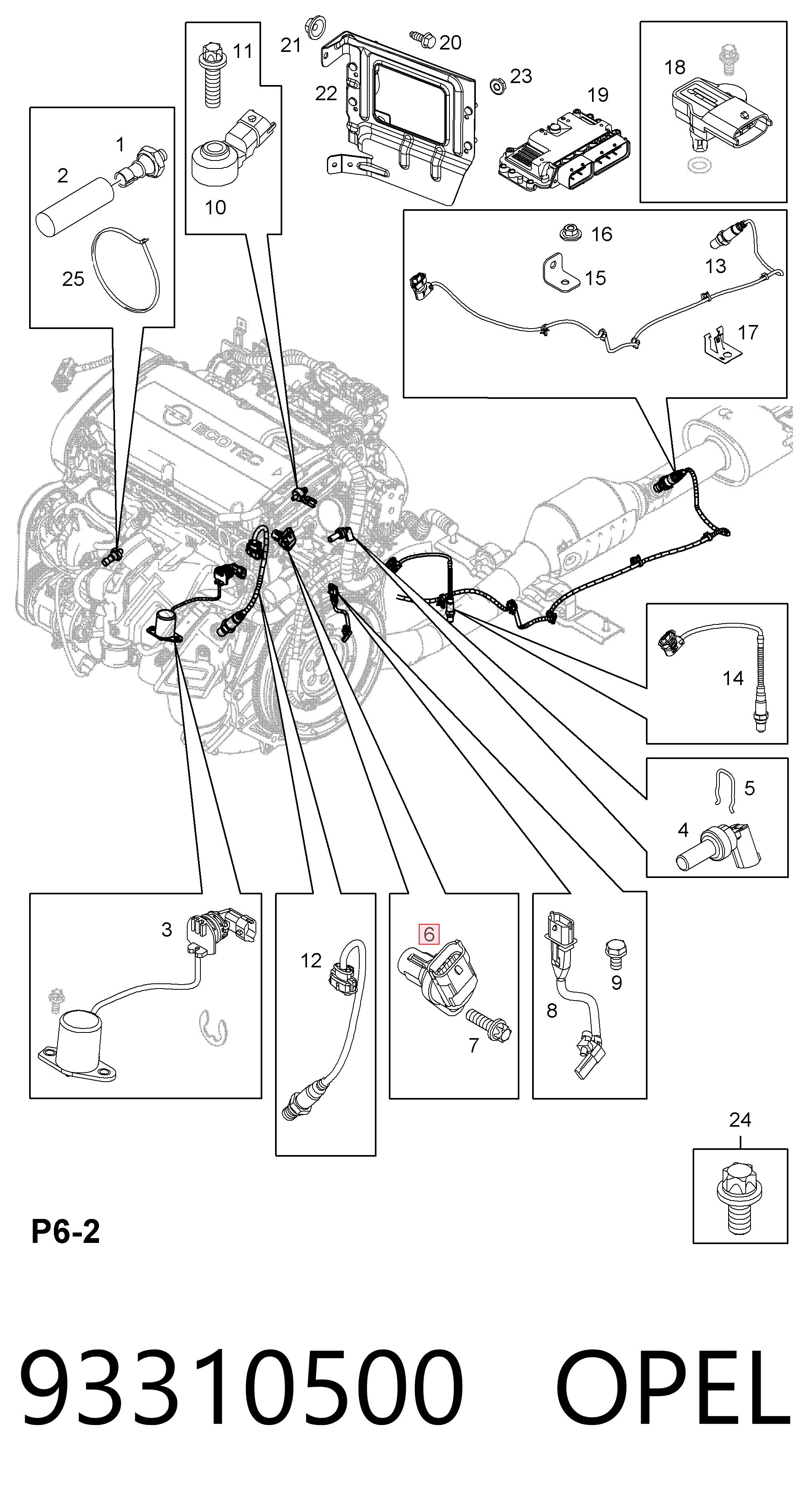 93310500 Opel Sensor de posição da árvore distribuidora