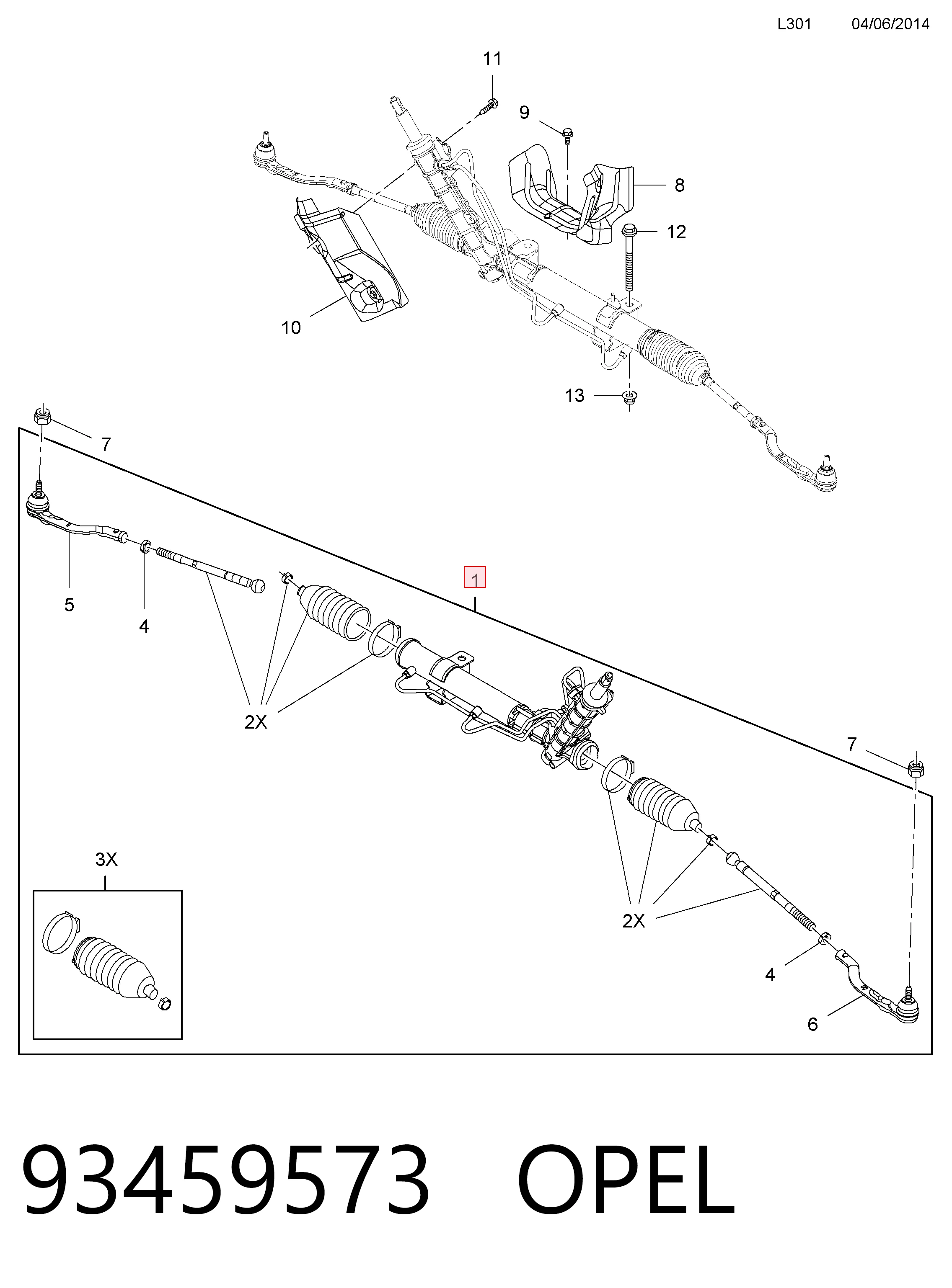  Cremalheira da direção Renault Trafic III plataforma a bordo (EG) (2014 - 2026) III