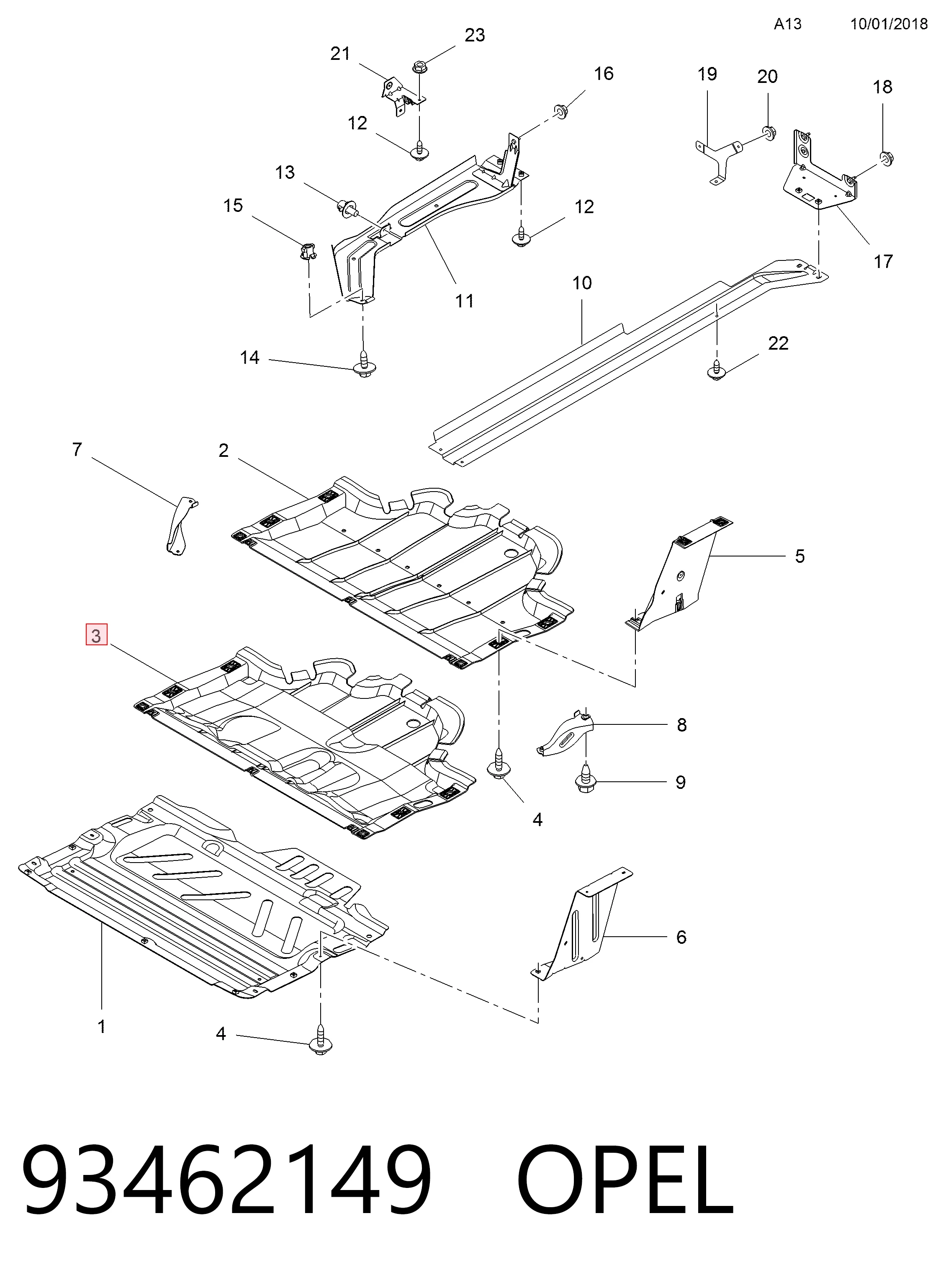 Proteção de motor, de panela (da seção de motor) Magneti Marelli CVR98425 preço, a partir de 84,00 USD