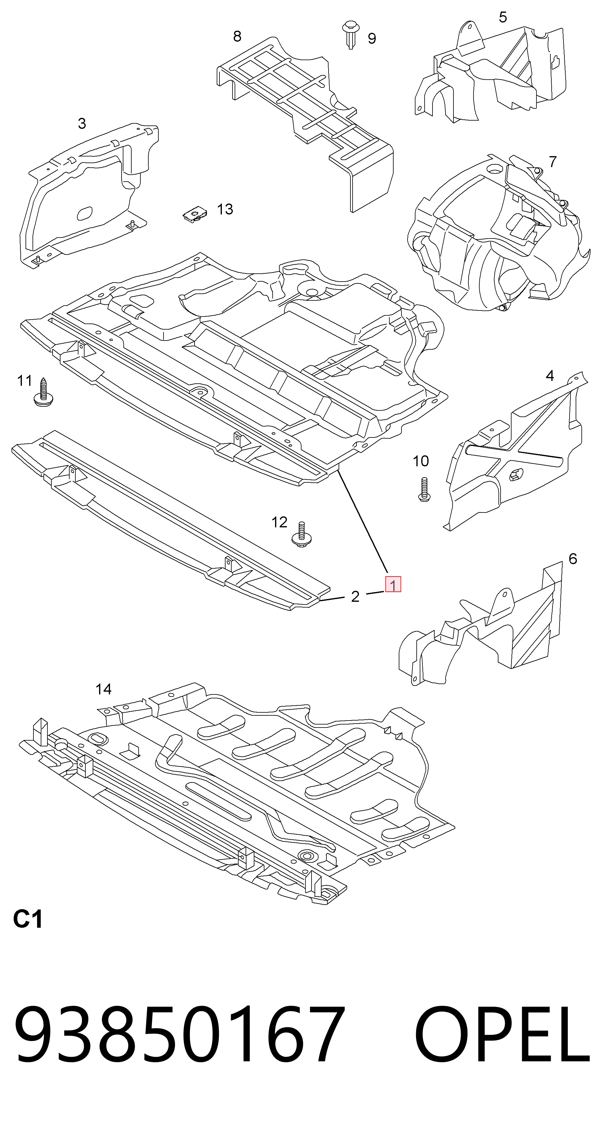 93850167 Peugeot/Citroen Proteção de motor, de panela (da seção de motor)