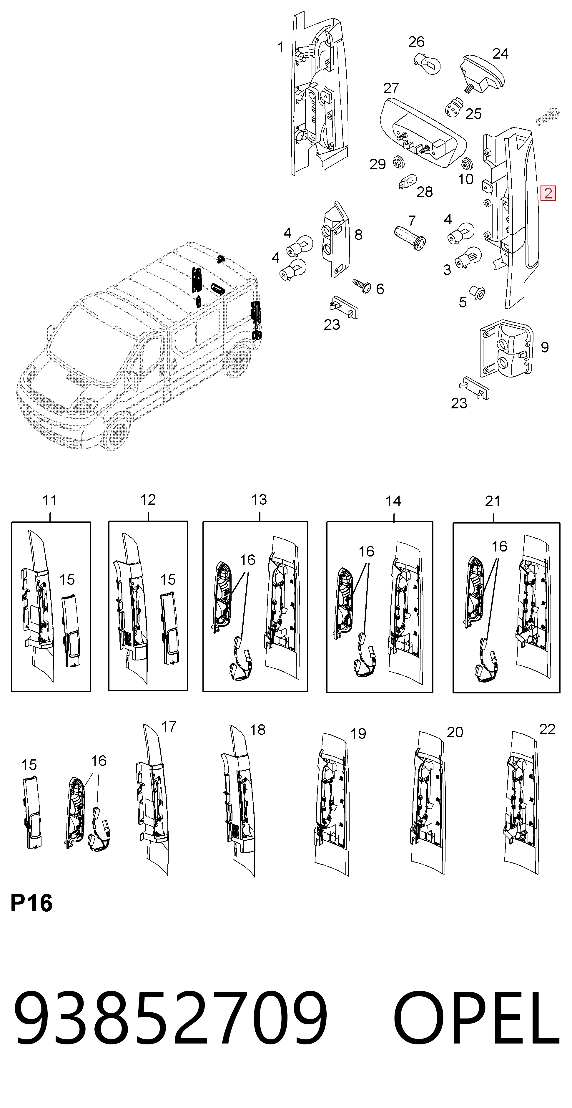 Compre 93852709 General Motors Lanterna traseira esquerda