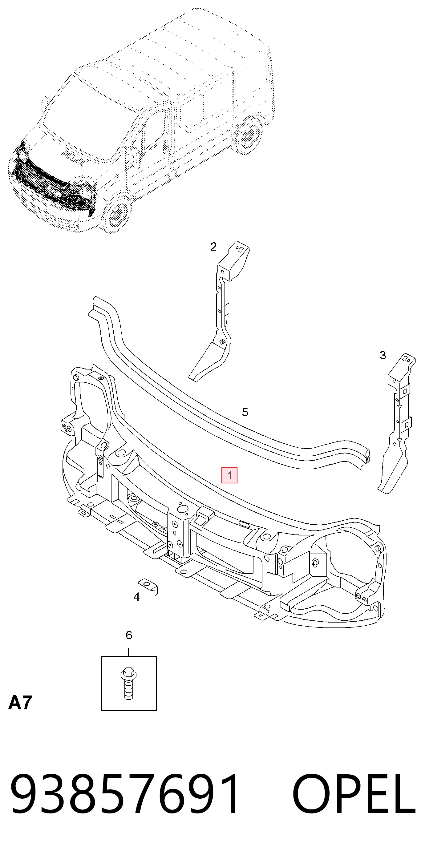 Suporte do radiador montado (painel de montagem de fixação das luzes) para Renault Trafic II FL