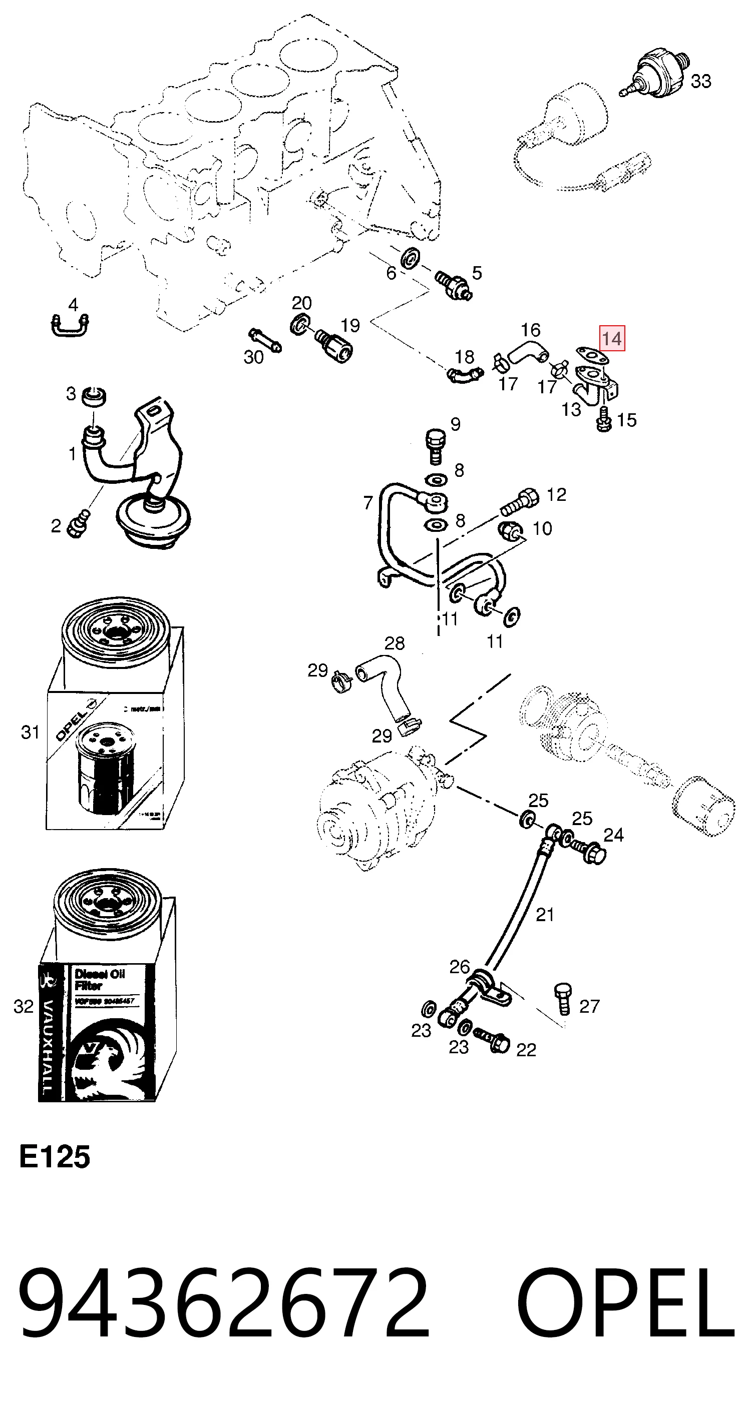 94362672 Peugeot/Citroen Vedante de mangueira de derivação de óleo de turbina