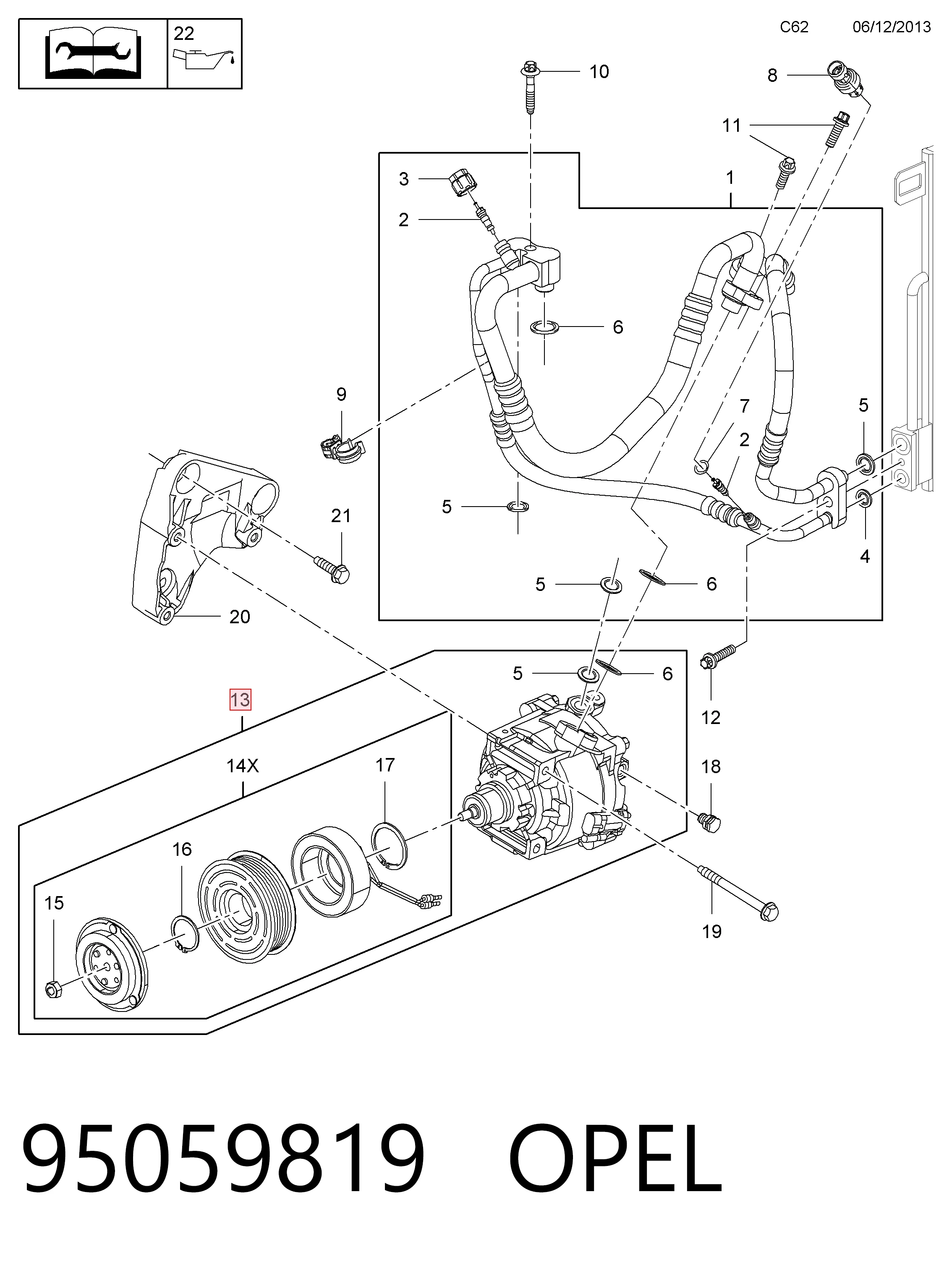 95059819 Opel Compressor de aparelho de ar condicionado