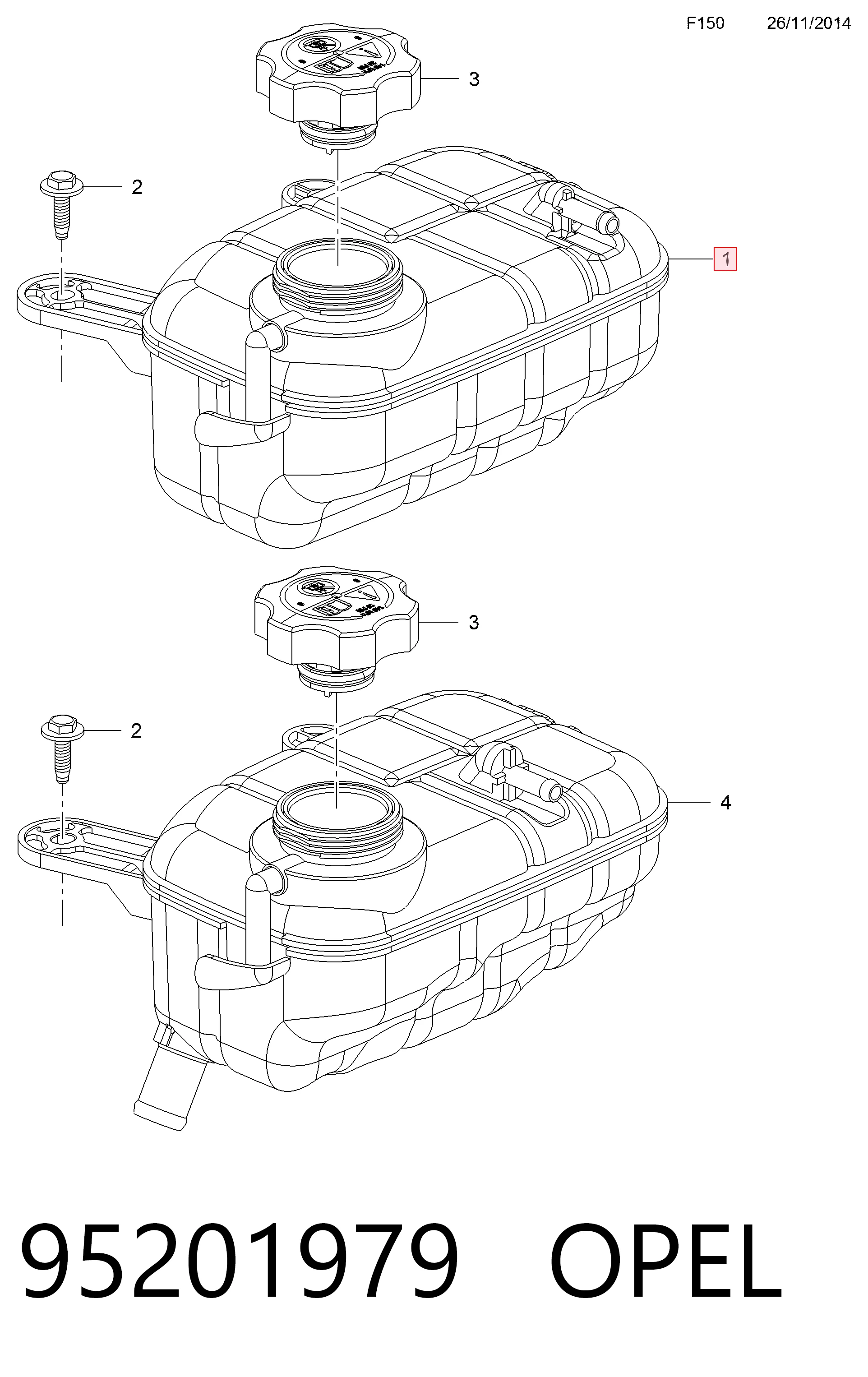 95201979 Opel Tanque de expansão do sistema de esfriamento