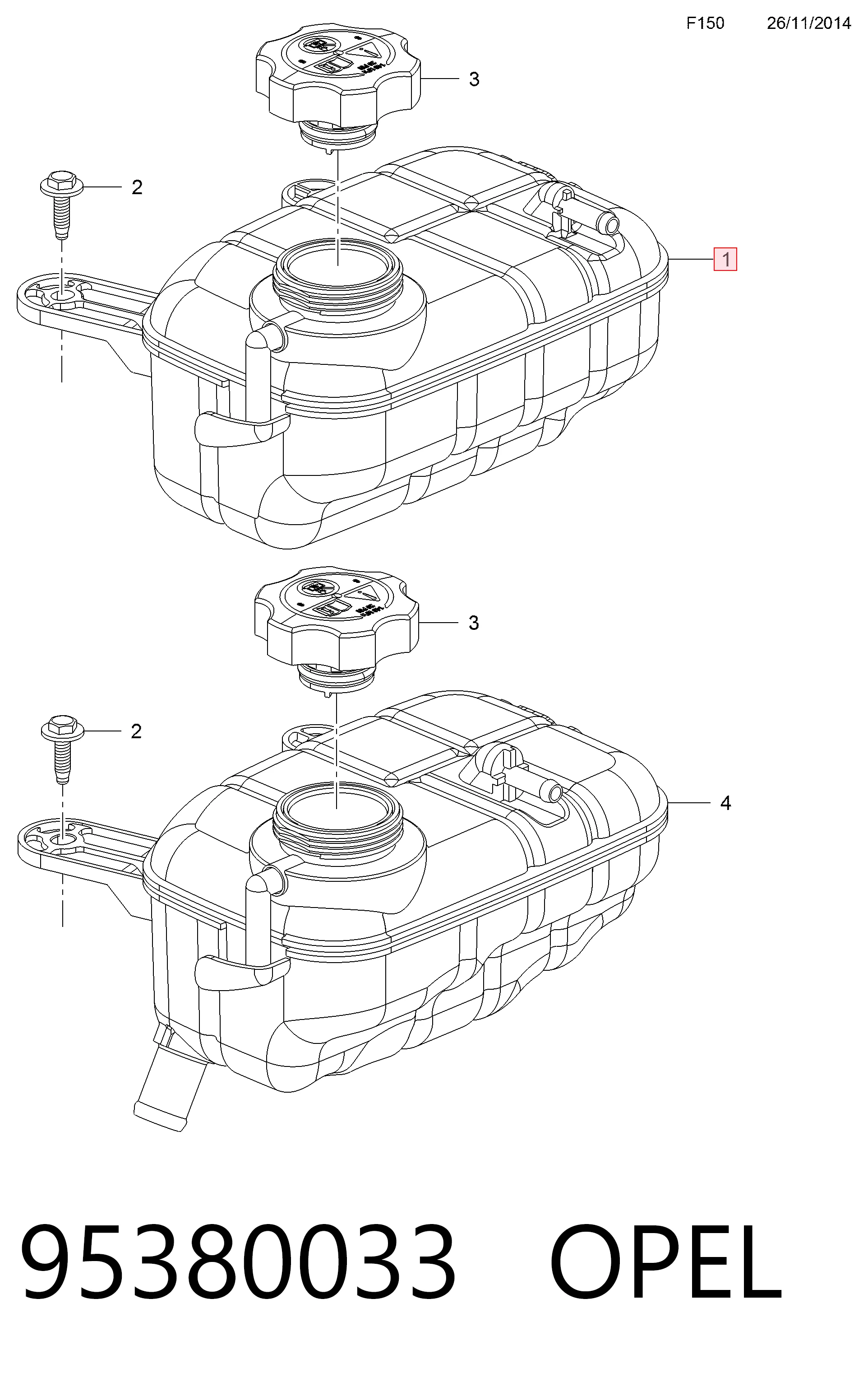 95380033 Opel Tanque de expansão do sistema de esfriamento