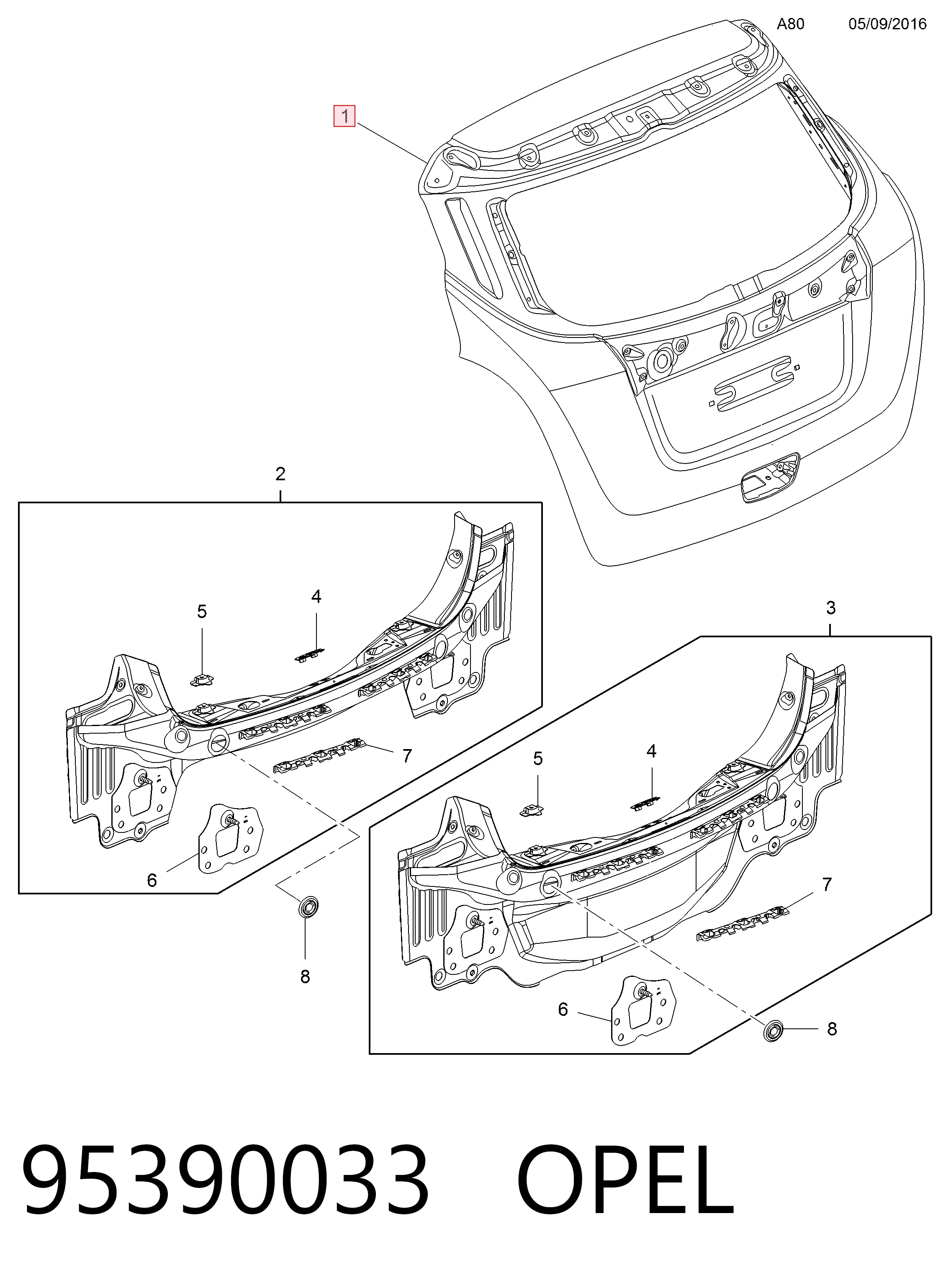  Porta traseira (3ª/5ª porta-malas (tampa de alcapão) Opel Mokka I SUV (J13) (2012 - 2019) I