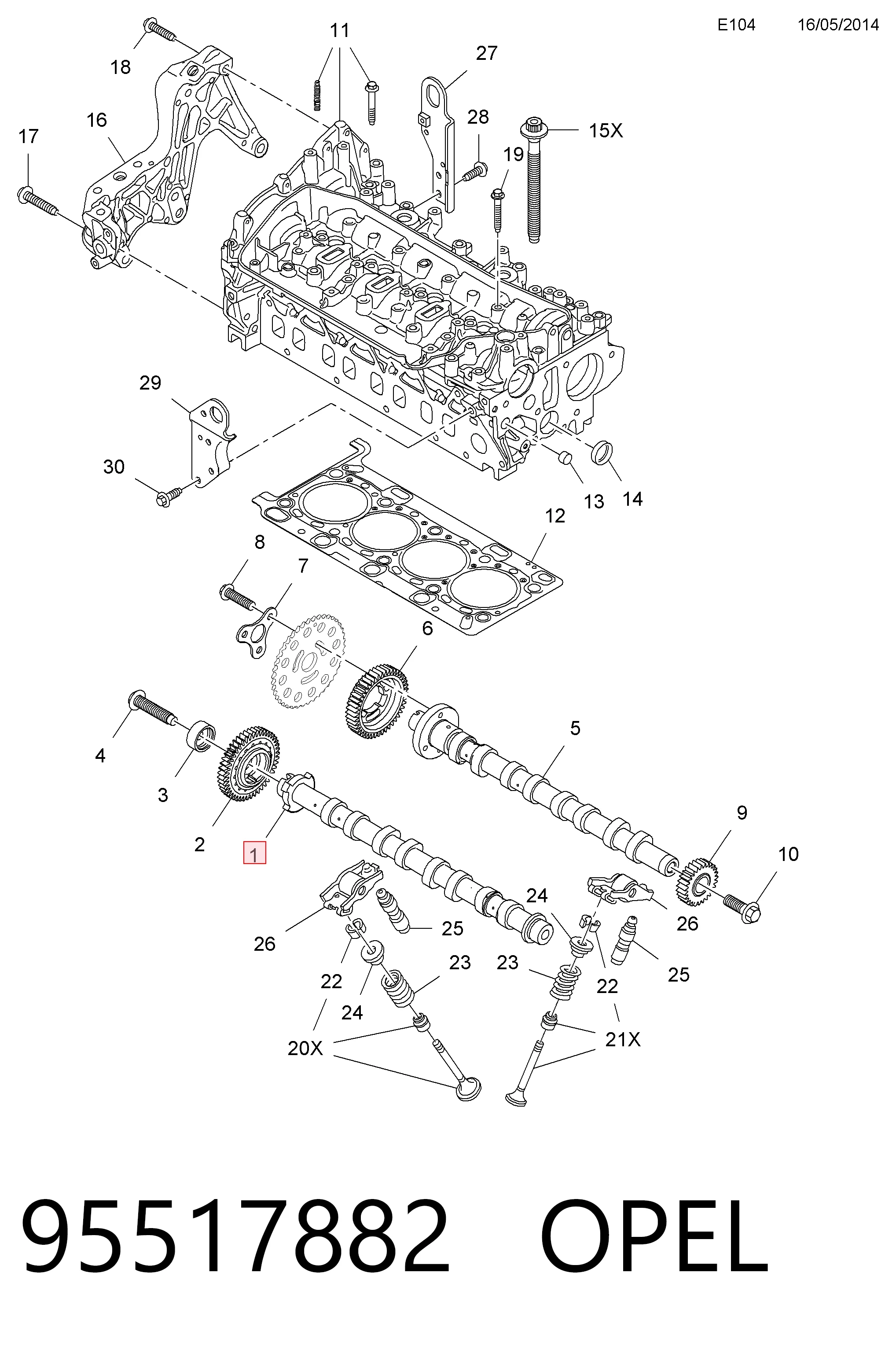 Árvore distribuidora de motor de admissão Renault Trafic III EG