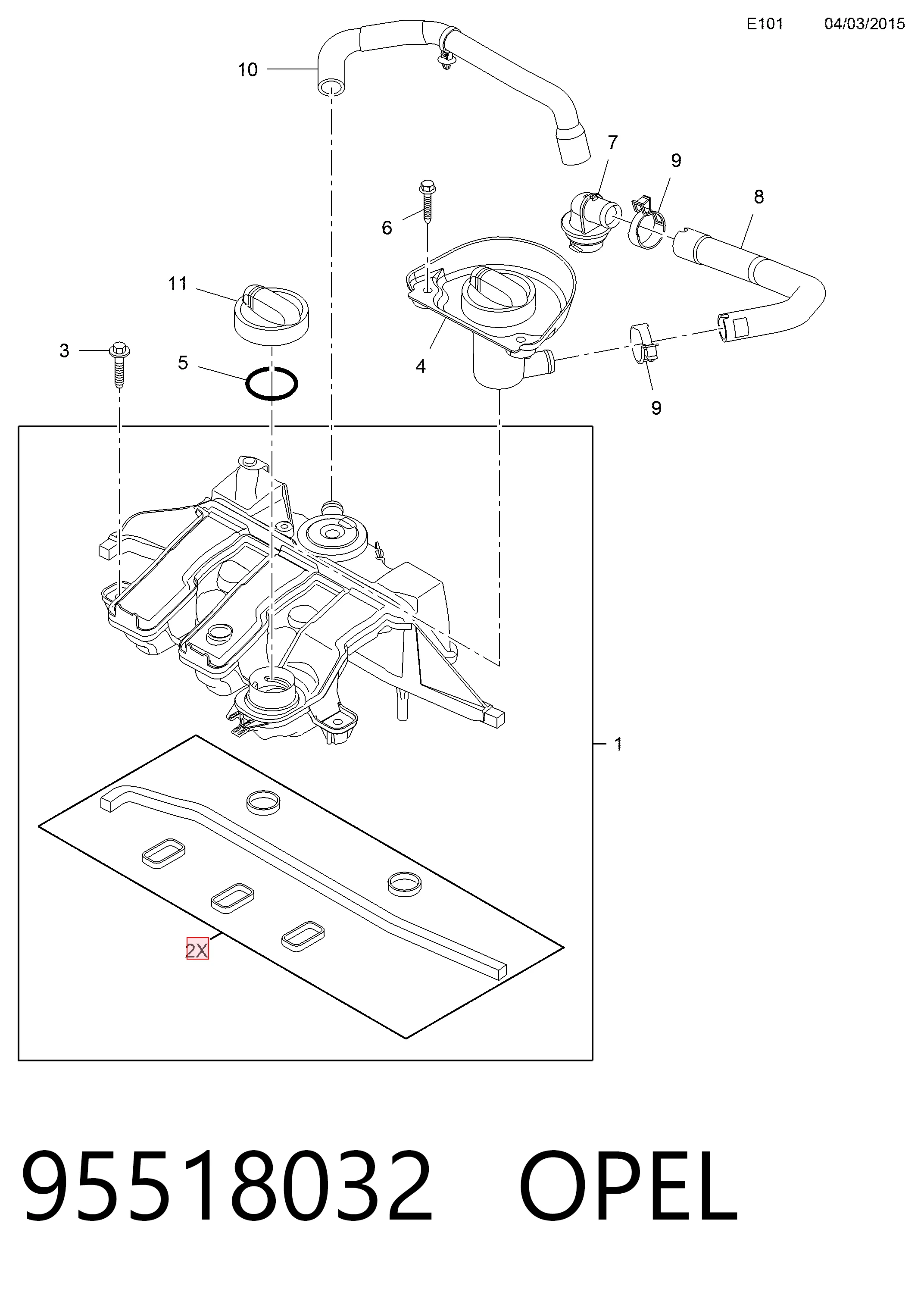 Vedante de separador de óleo do sistema de Ventilação de Gases de Cárter V9030600 Glaser