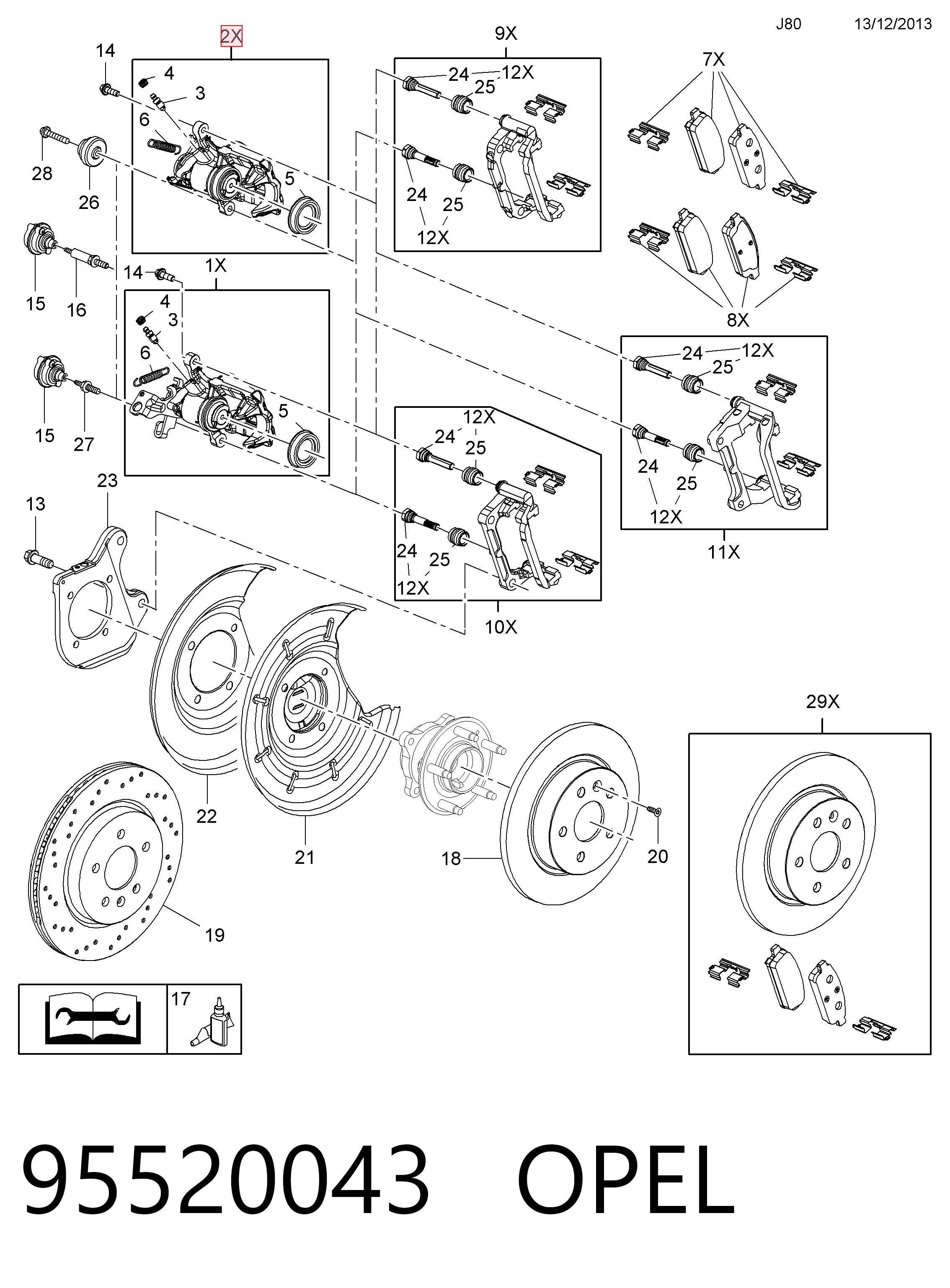 Kit de reparação de suporte do freio traseiro para Chevrolet Cruze  J300