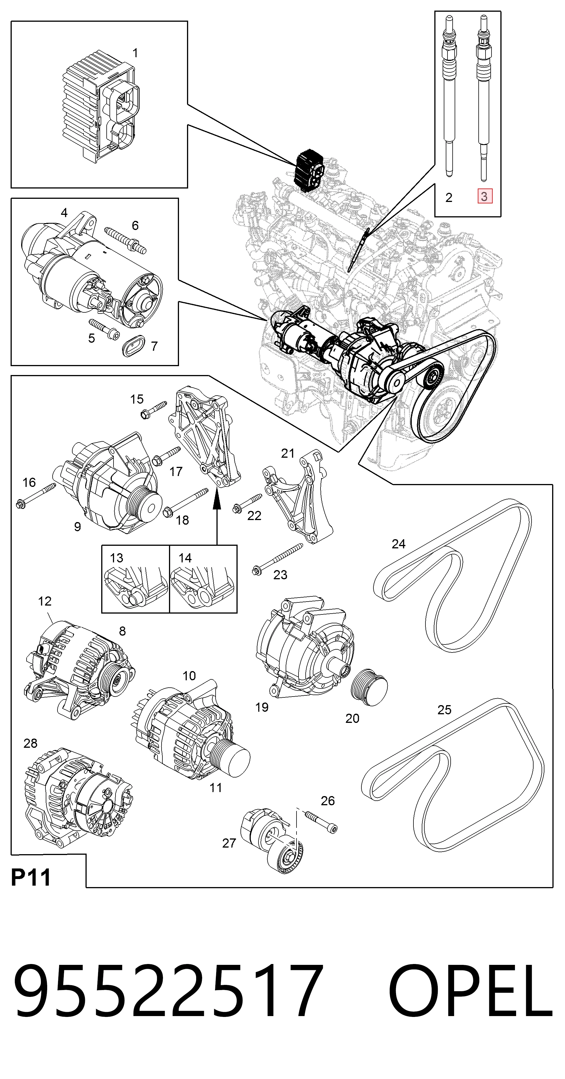 95522517 Opel Vela de incandescência