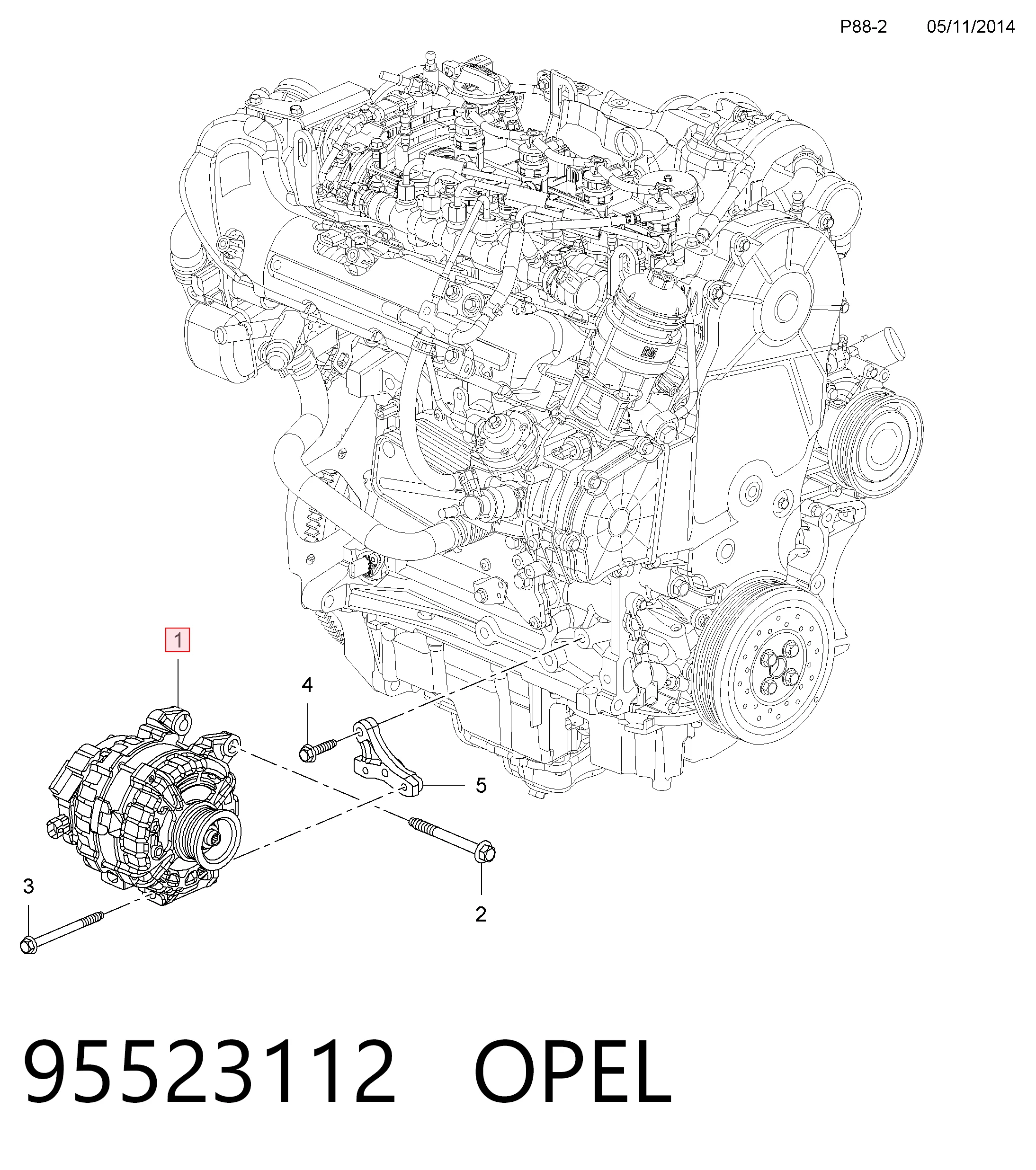 95523112 Opel Gerador