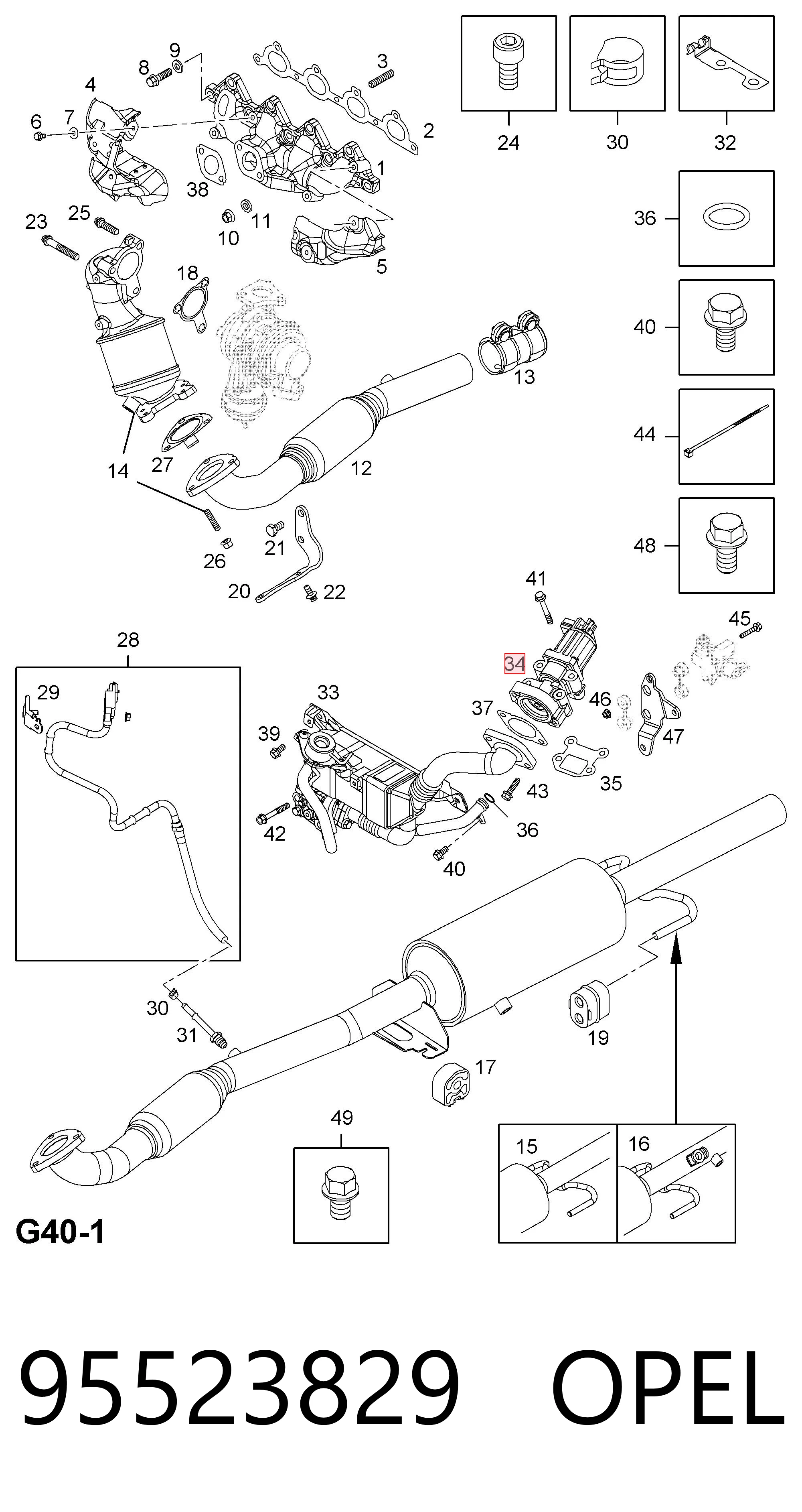 95523829 Opel Válvula EGR de recirculação dos gases