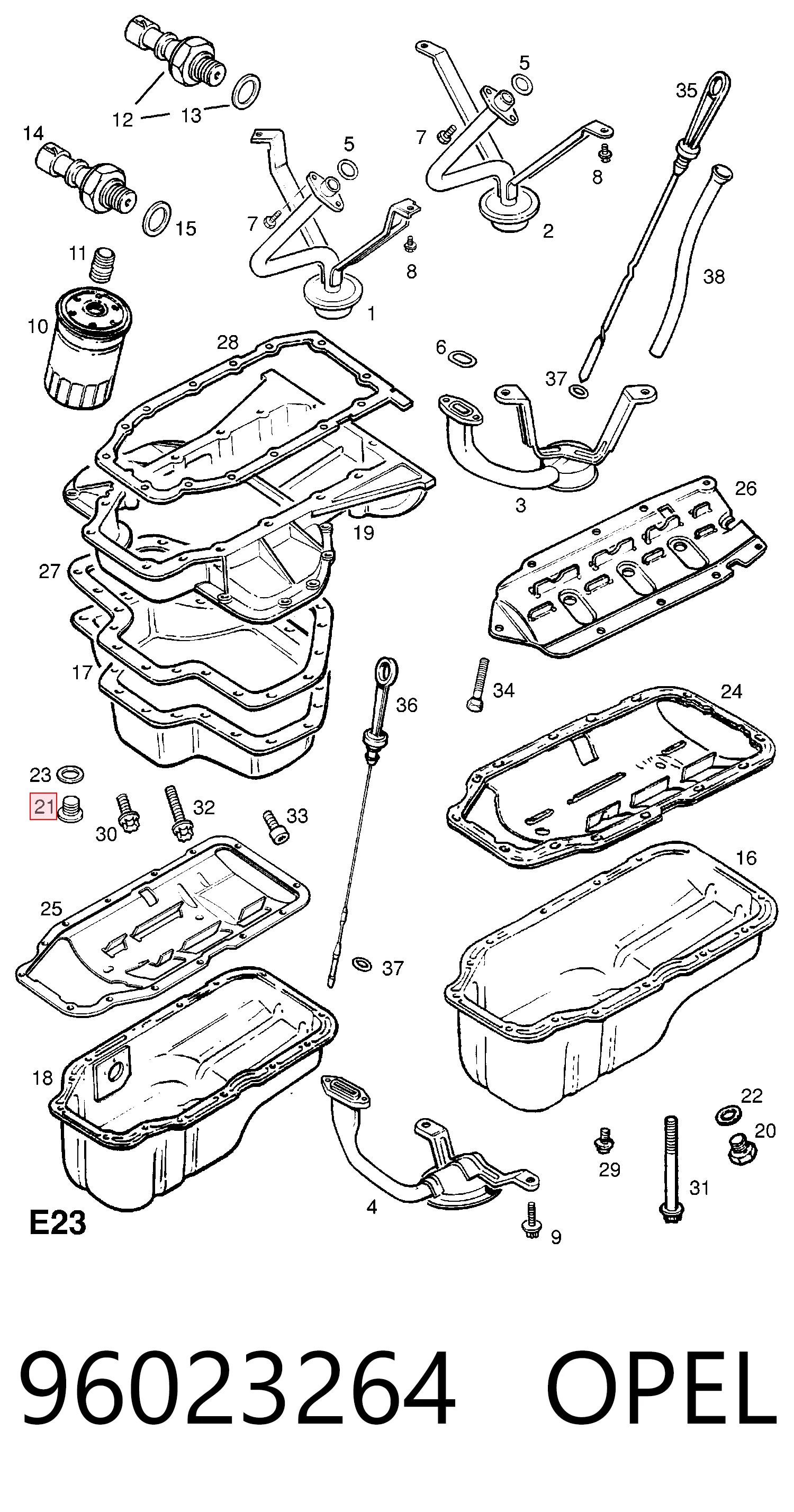 96023264 Opel Tampão de panela de motor