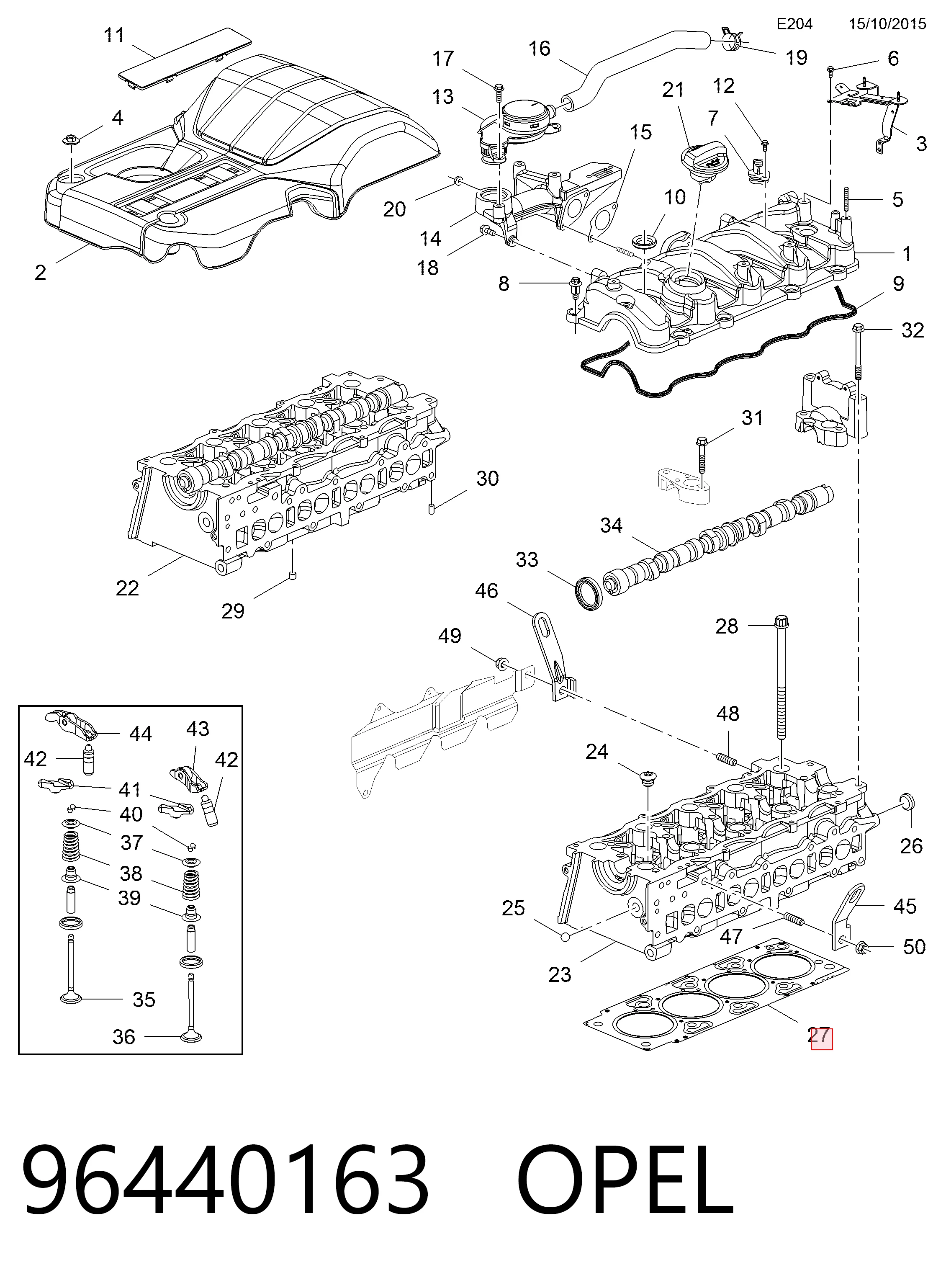Vedante de cabeça de motor (CBC) 8701829 Kamoka