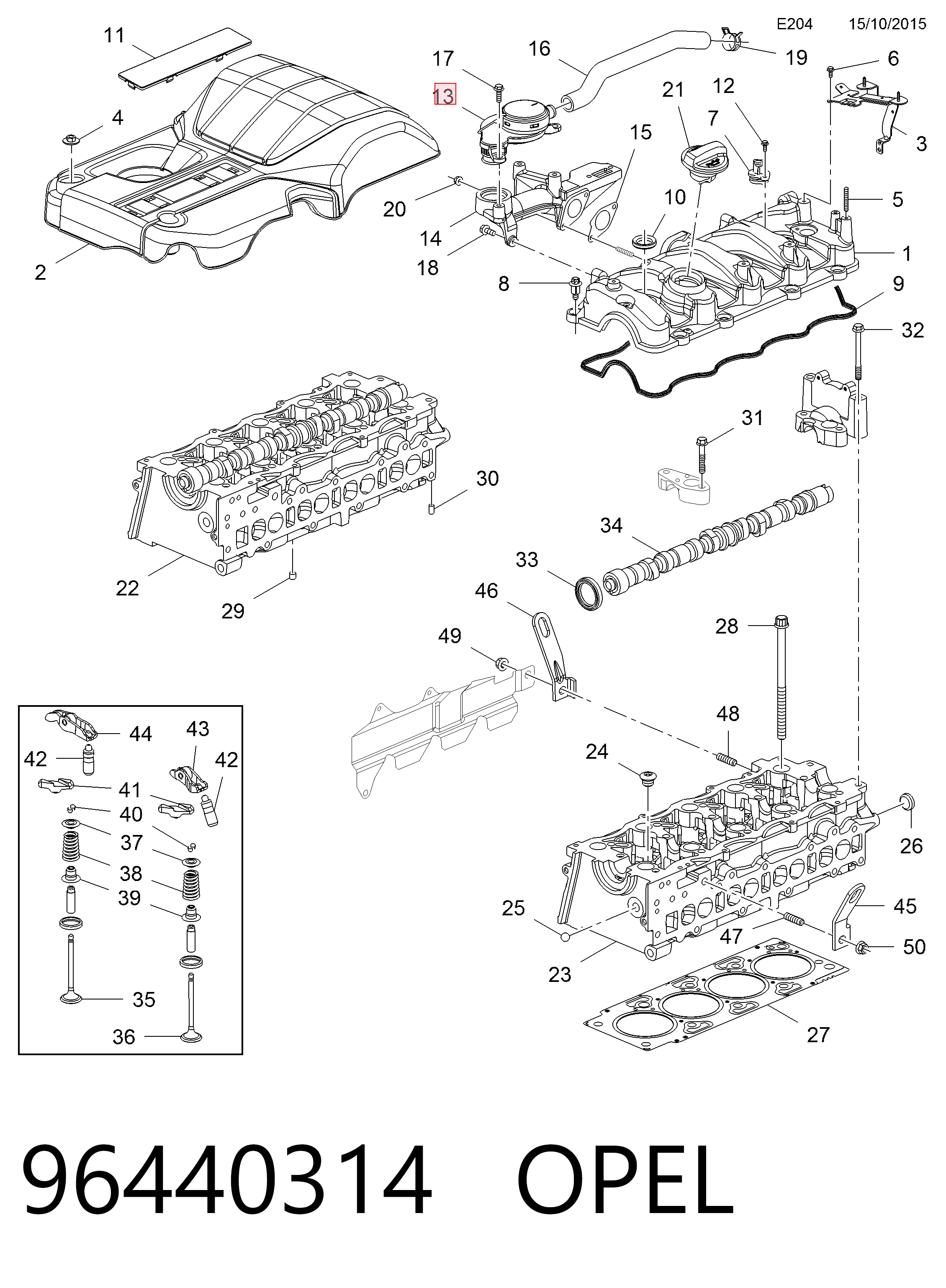 96440314 Opel Válvula PCV de ventilação dos gases de cárter